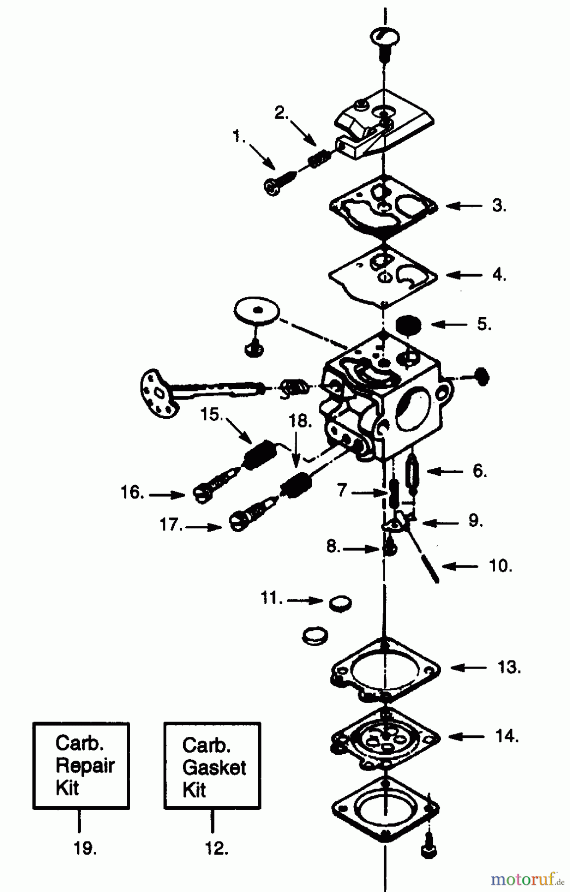 Poulan / Weed Eater Motorsägen PP236C - Poulan Pro Chainsaw CARBURETORS WT-247, & WT-310