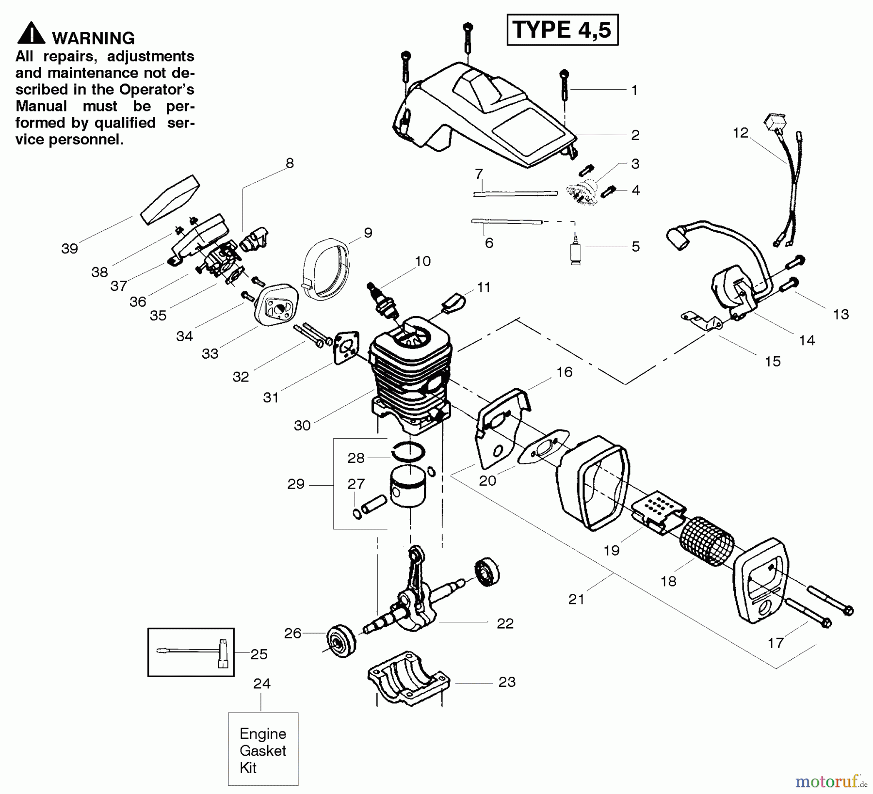 Poulan / Weed Eater Motorsägen PP260 (Type 5) - Poulan Pro Chainsaw Engine Type 4-5