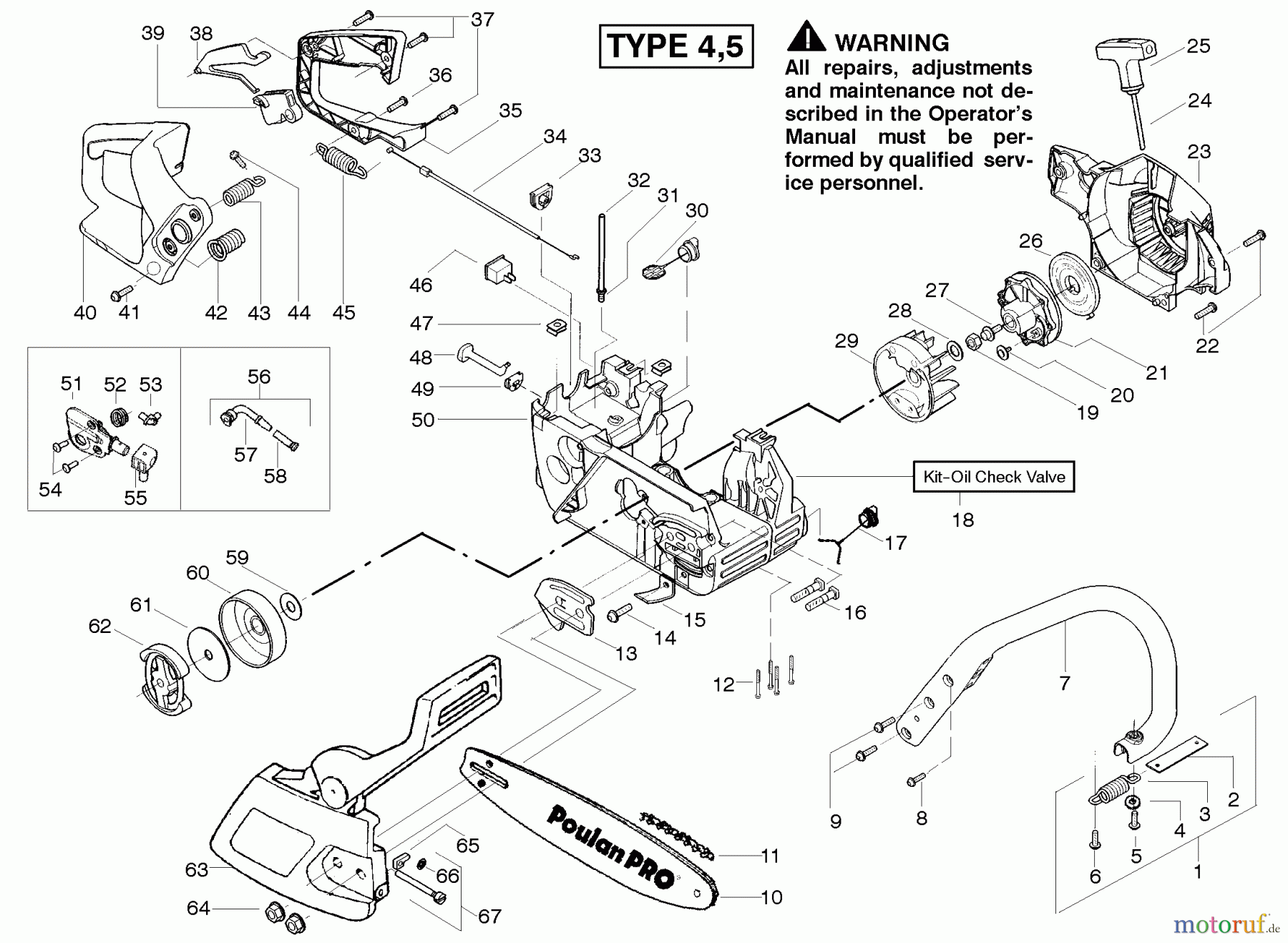 Poulan / Weed Eater Motorsägen PP260 (Type 4) - Poulan Pro Chainsaw Starter Type 4-5