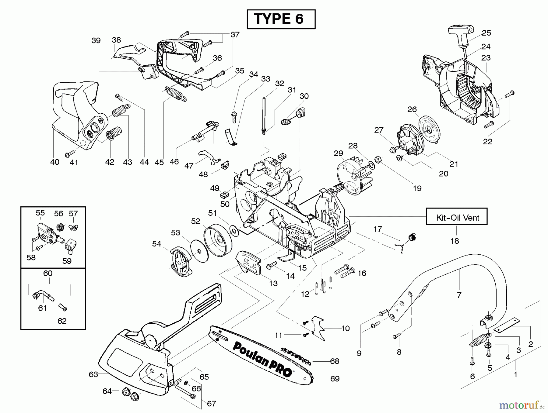 Poulan / Weed Eater Motorsägen PP260 (Type 6) - Poulan Pro Chainsaw Starter Type 6