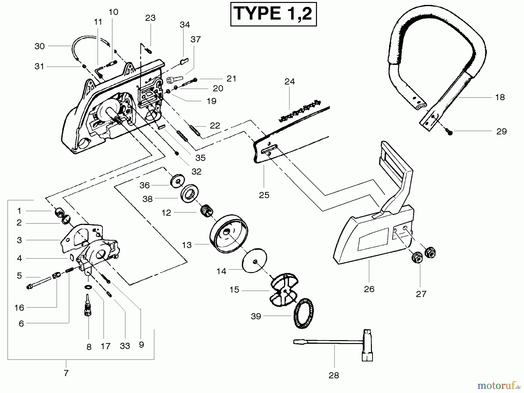 Poulan / Weed Eater Motorsägen PP330 (Type 1) - Poulan Pro Chainsaw Chain Brake & Cluch