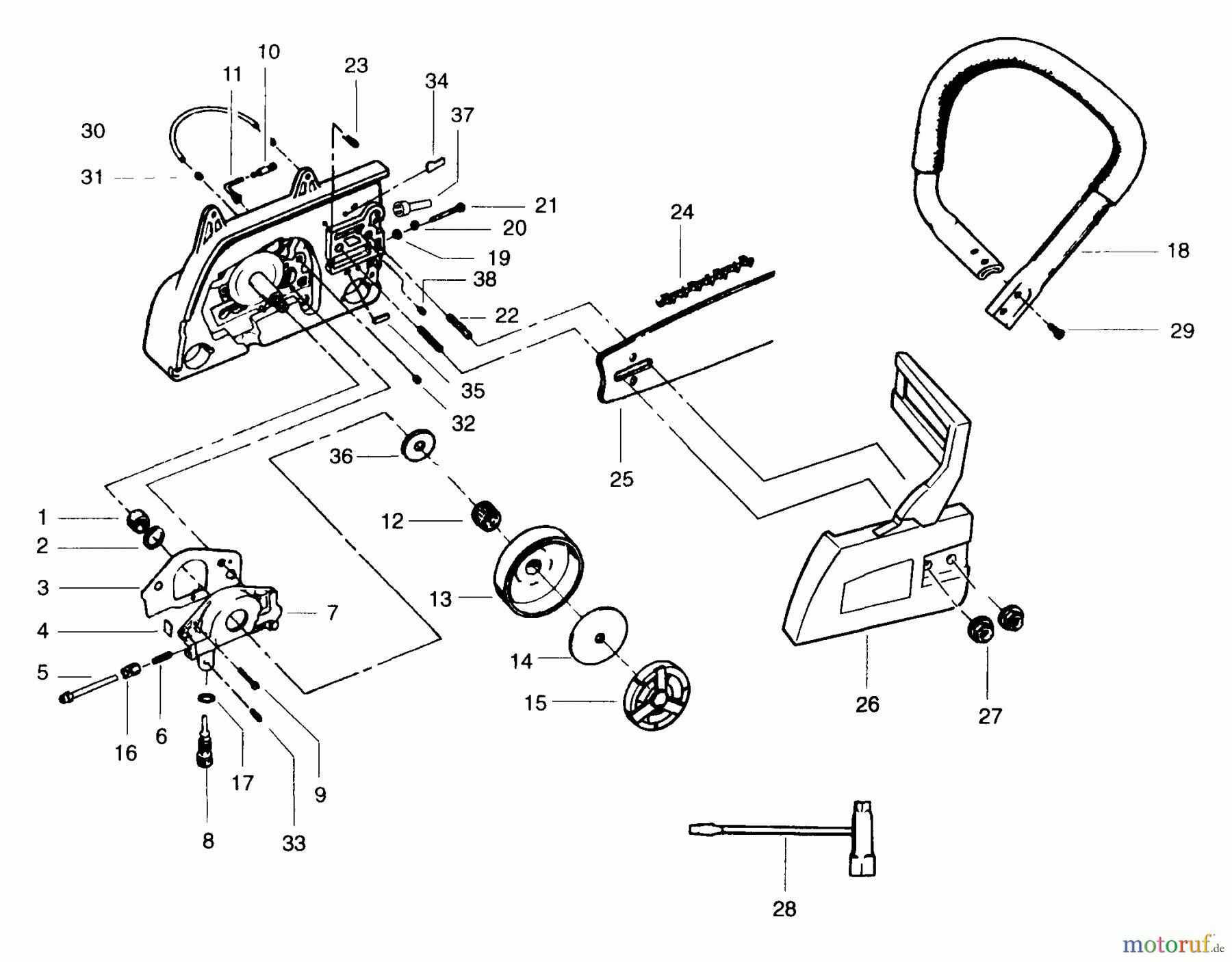 Poulan / Weed Eater Motorsägen PP335 - Poulan Pro Predator Chainsaw Handle, Chain & Bar