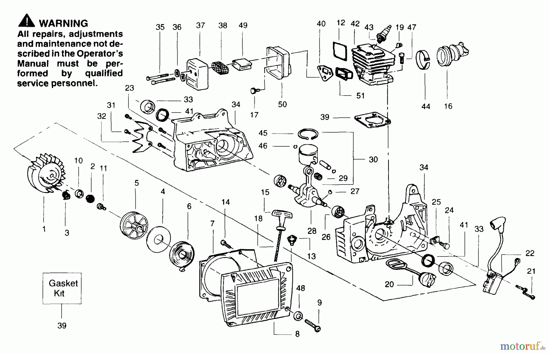 Poulan / Weed Eater Motorsägen PP335 - Poulan Pro Predator Chainsaw Internal Power Unit