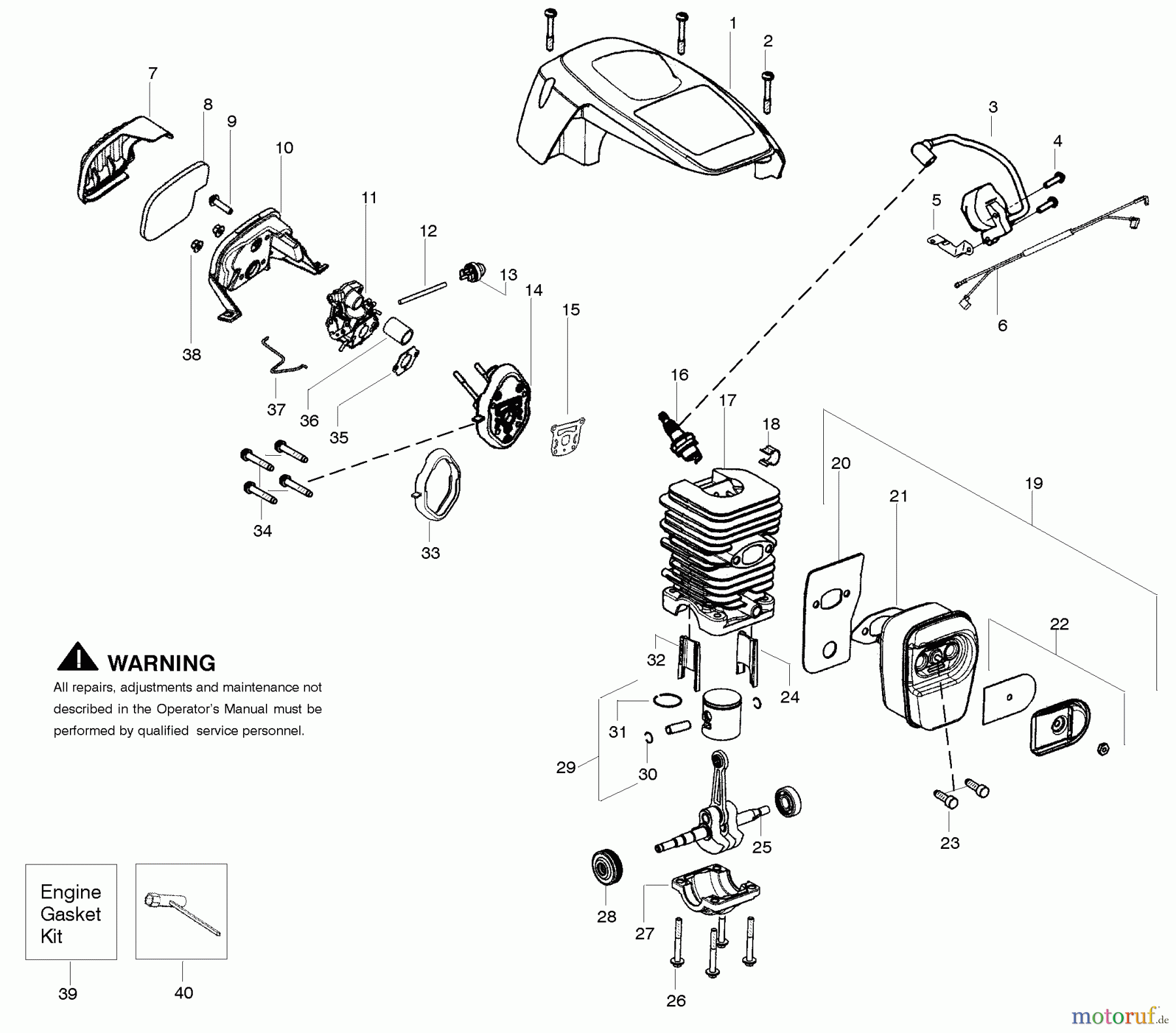 Poulan / Weed Eater Motorsägen PP3416 (966063001) - Poulan Pro Chainsaw Engine