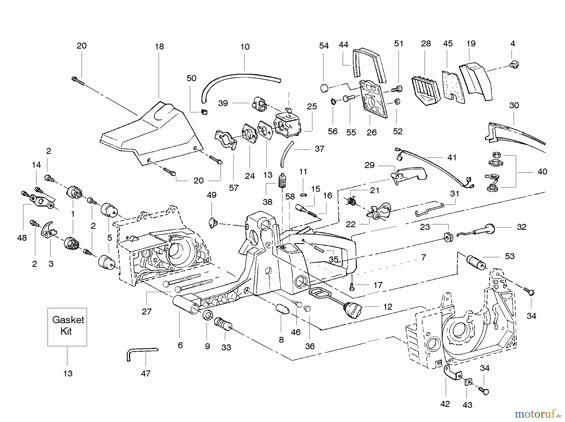 Poulan / Weed Eater Motorsägen PP380 - Poulan Pro Chainsaw Interior Assembly