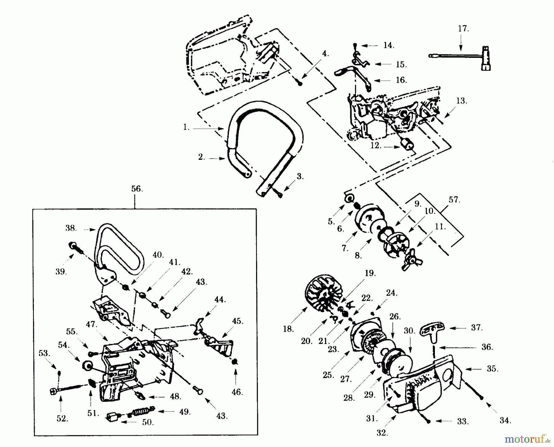 Poulan / Weed Eater Motorsägen PP385 - Poulan Pro Chainsaw CLUTCH & HANDLE