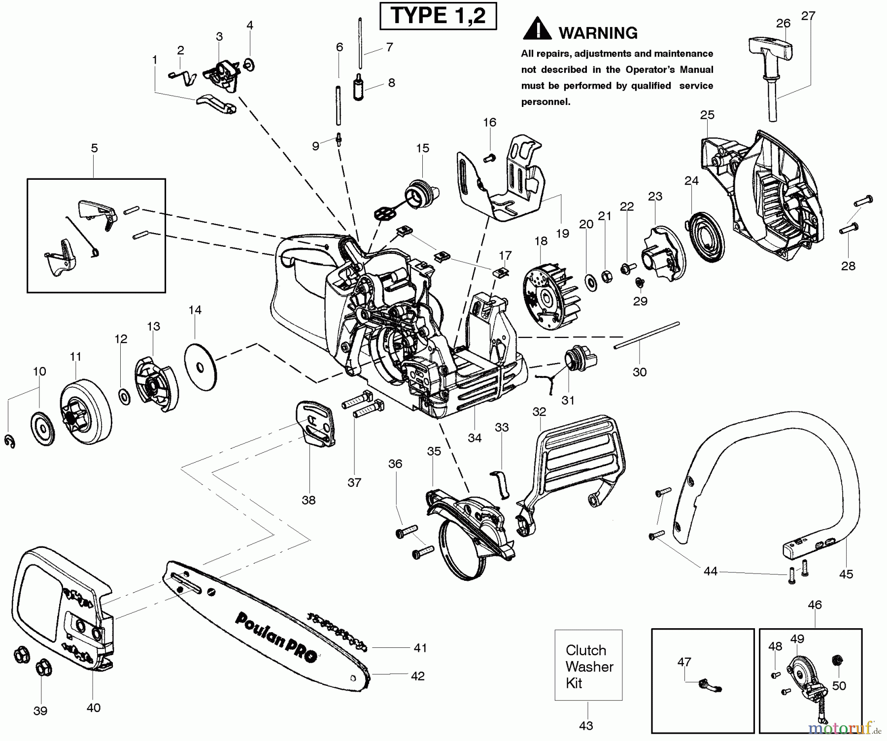 Poulan / Weed Eater Motorsägen PP4018 (Type 2) - Poulan Pro Chainsaw Starter Type 1-2