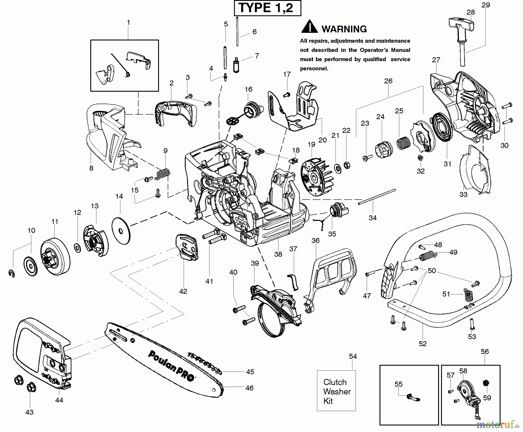 Poulan / Weed Eater Motorsägen PP4218AVL (Type 1) - Poulan Pro Chainsaw Starter Type 1-2