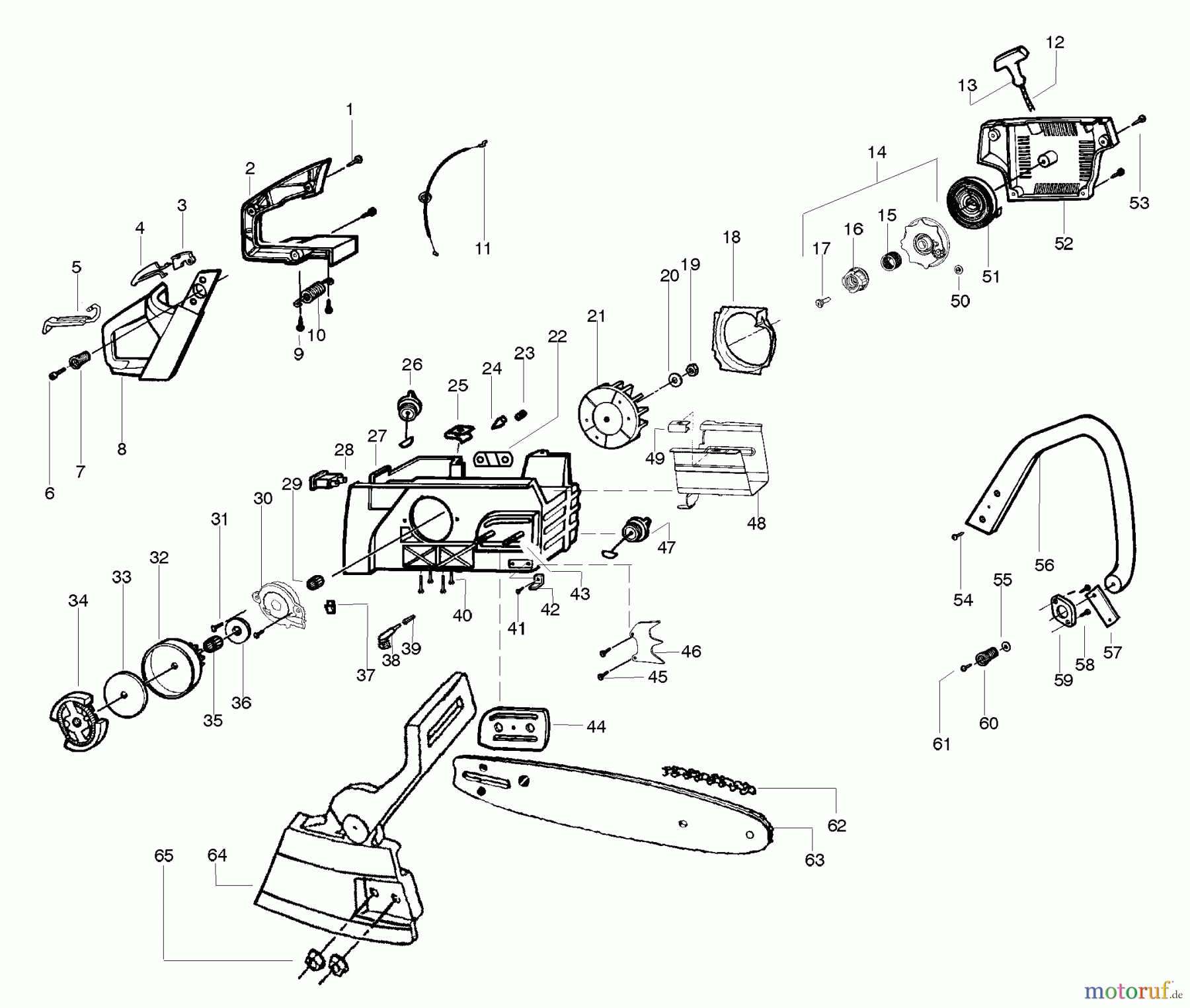  Poulan / Weed Eater Motorsägen PP4620AV - Poulan Pro Chainsaw Handle, Chassis & Bar Assembly
