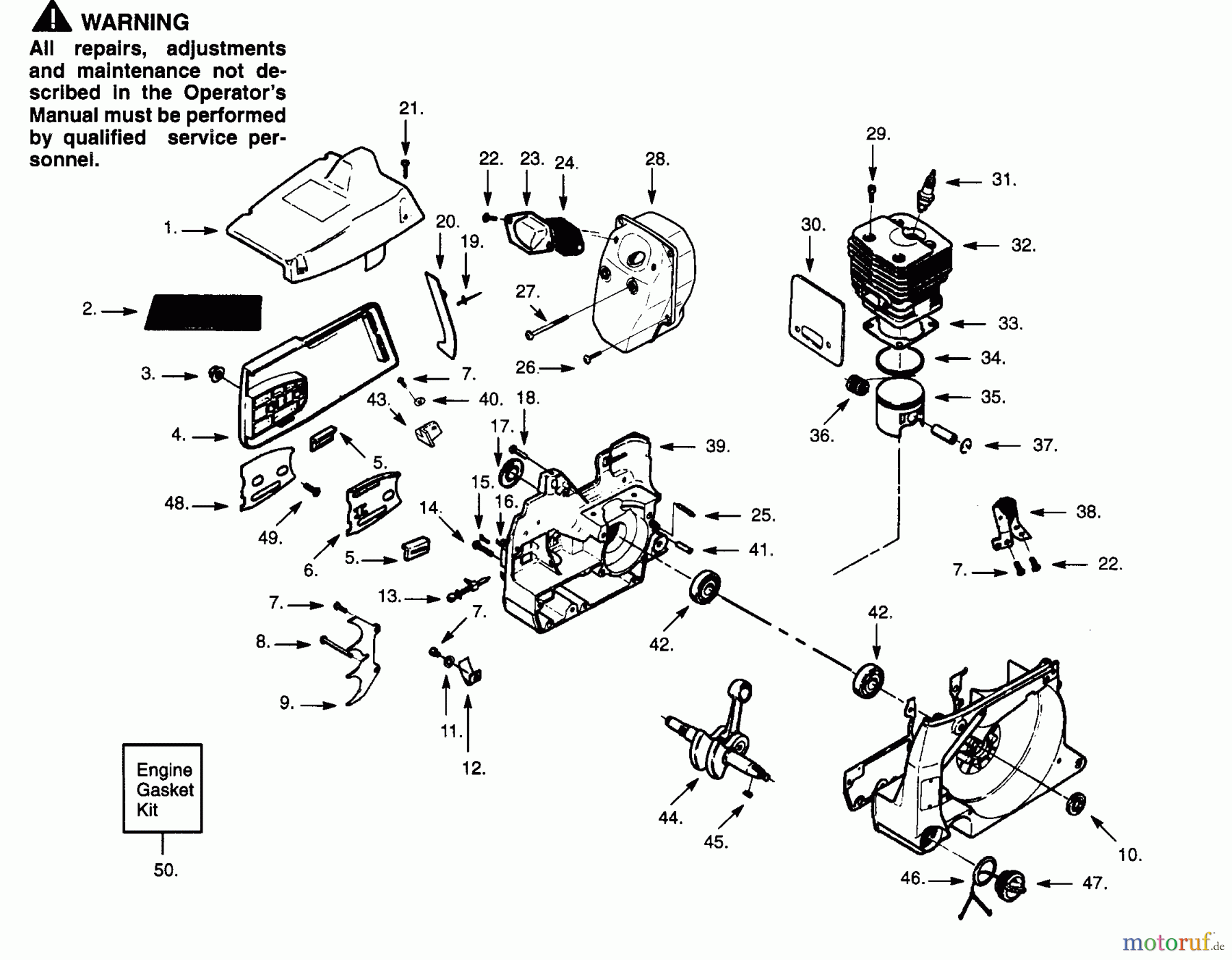 Poulan / Weed Eater Motorsägen PP475 - Poulan Pro Chainsaw INTERNAL POWER UNIT