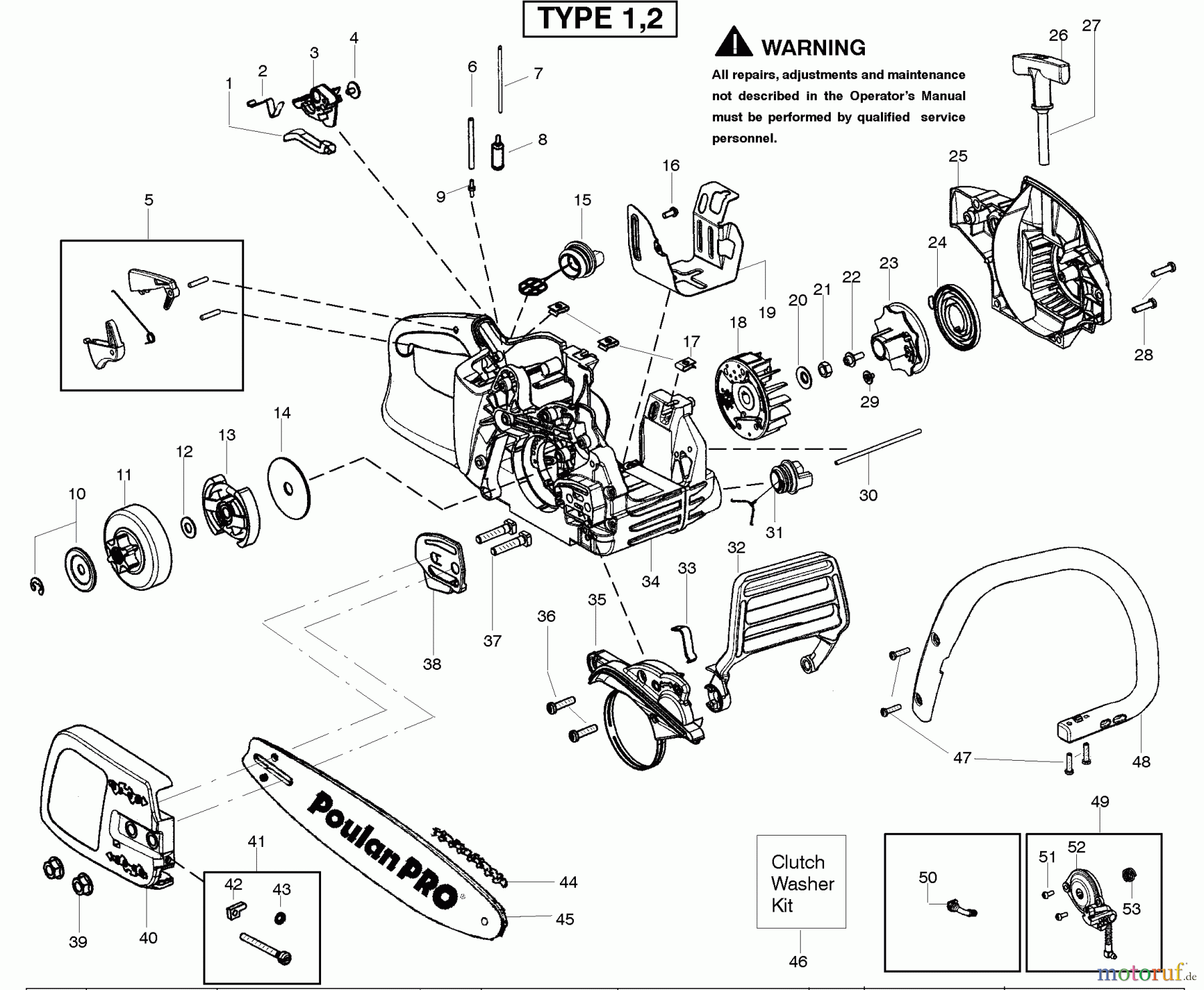 Poulan / Weed Eater Motorsägen PPB3416 (Type 2) - Poulan Pro Chainsaw Starter Type 1-2
