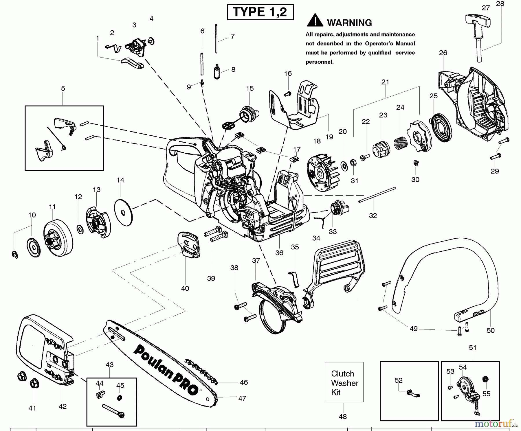  Poulan / Weed Eater Motorsägen PPB4018 (Type 2) - Poulan Pro Chainsaw Starter Type 1-2