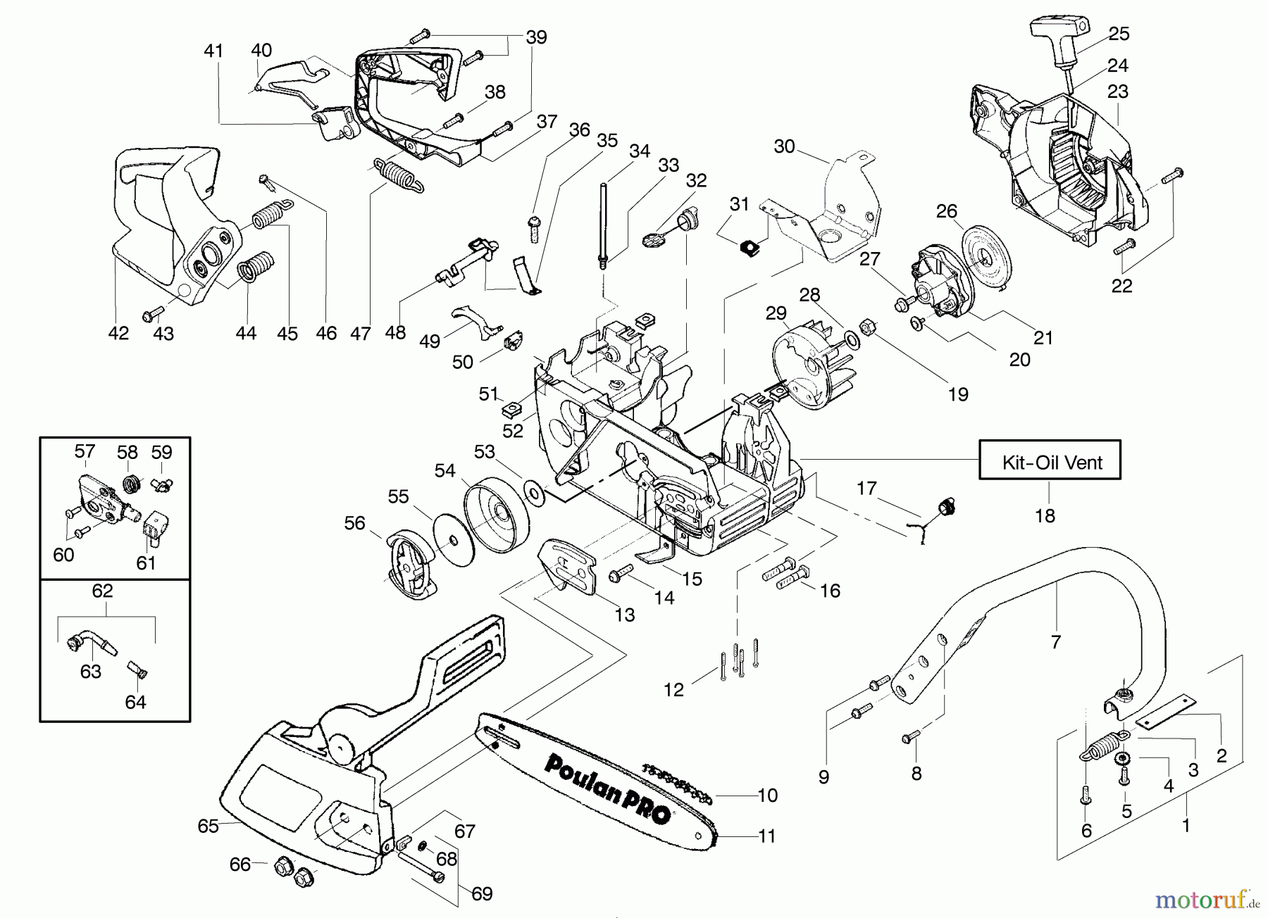 Poulan / Weed Eater Motorsägen SM4018 - Poulan Pro Chainsaw Chassis & Handle Assembly