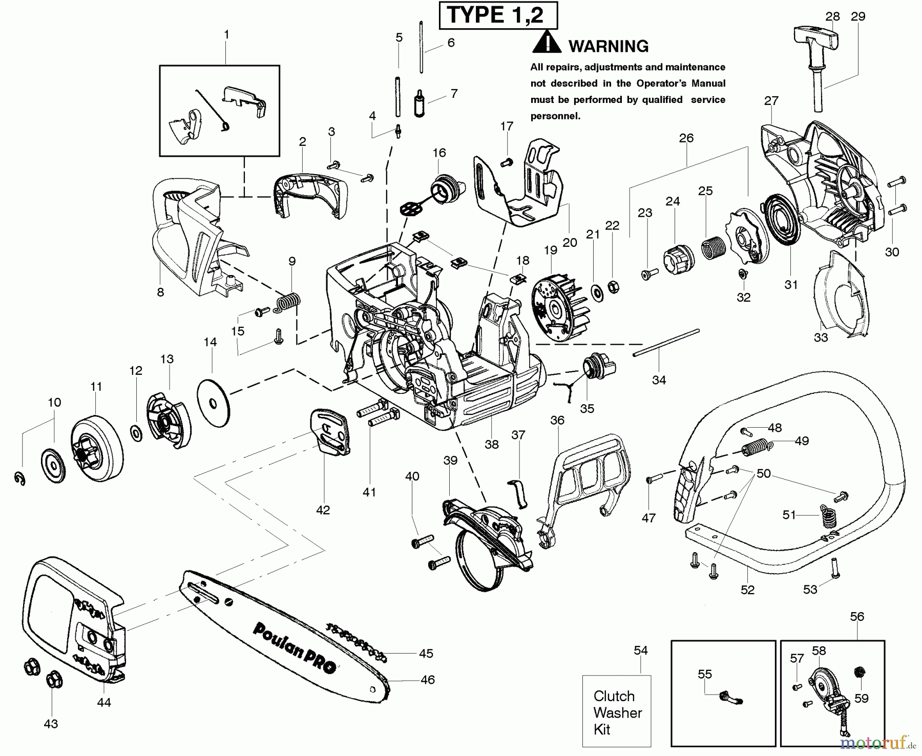  Poulan / Weed Eater Motorsägen SM4218AV (Type 2) - Poulan Pro Chainsaw Starter  Type 1-2