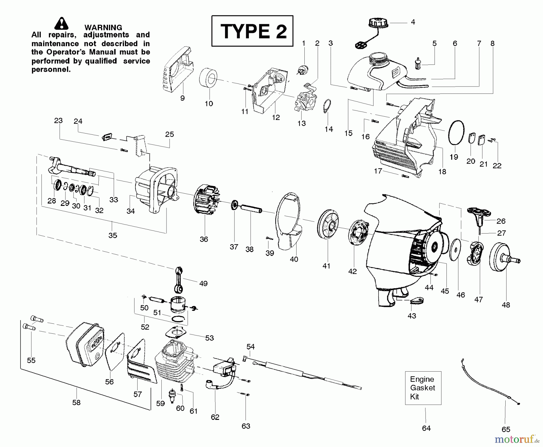 Poulan / Weed Eater Hochentaster PP446E (Type 2) - Poulan Pro Pole Pruner Engine Assembly Type 2