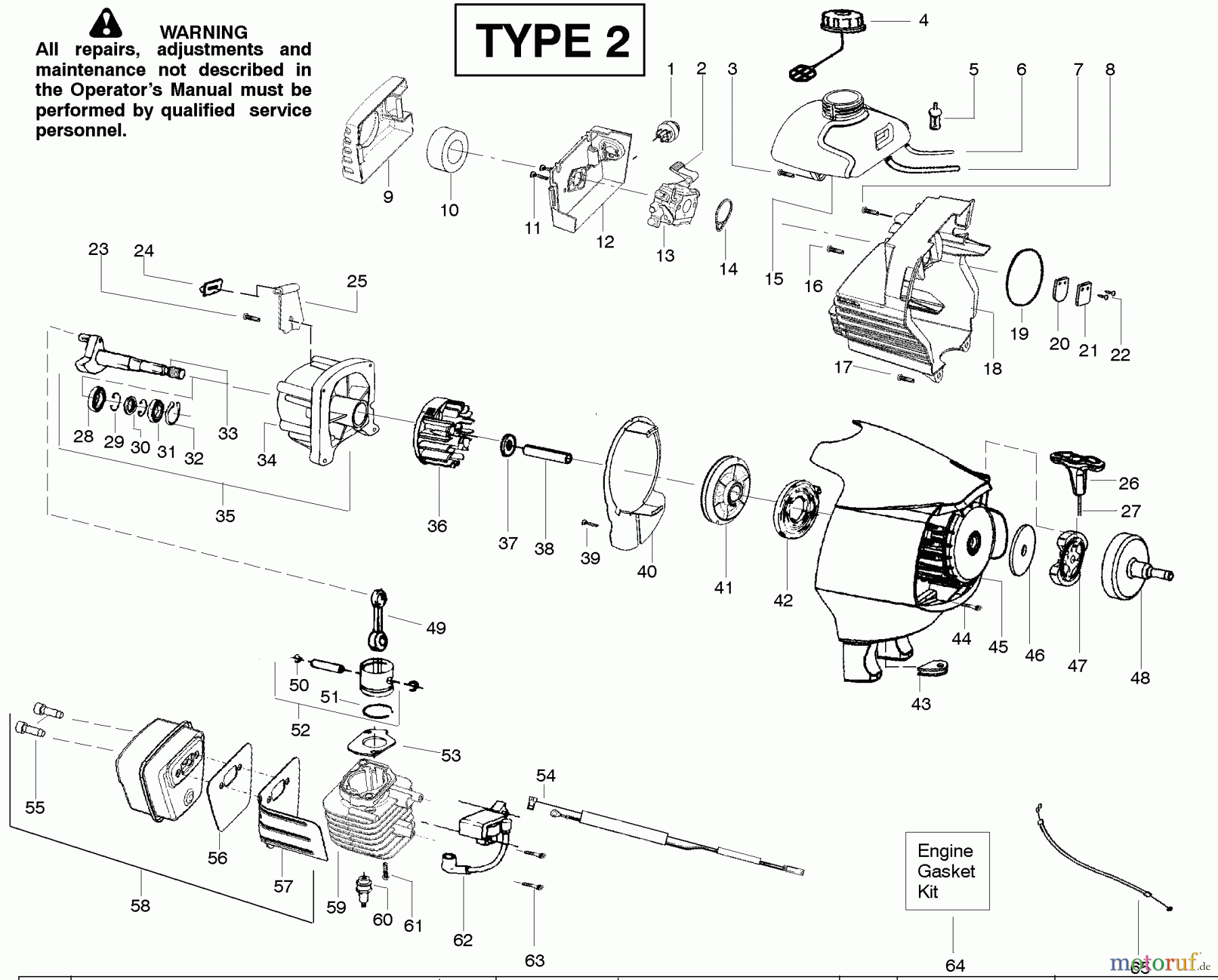 Poulan / Weed Eater Hochentaster PP446ET (Type 2) - Poulan Pro Pole Pruner Engine Type 2