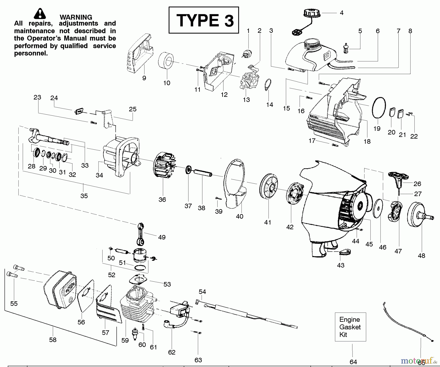 Poulan / Weed Eater Hochentaster PP446ET (Type 3) - Poulan Pro Pole Pruner Engine Type 3