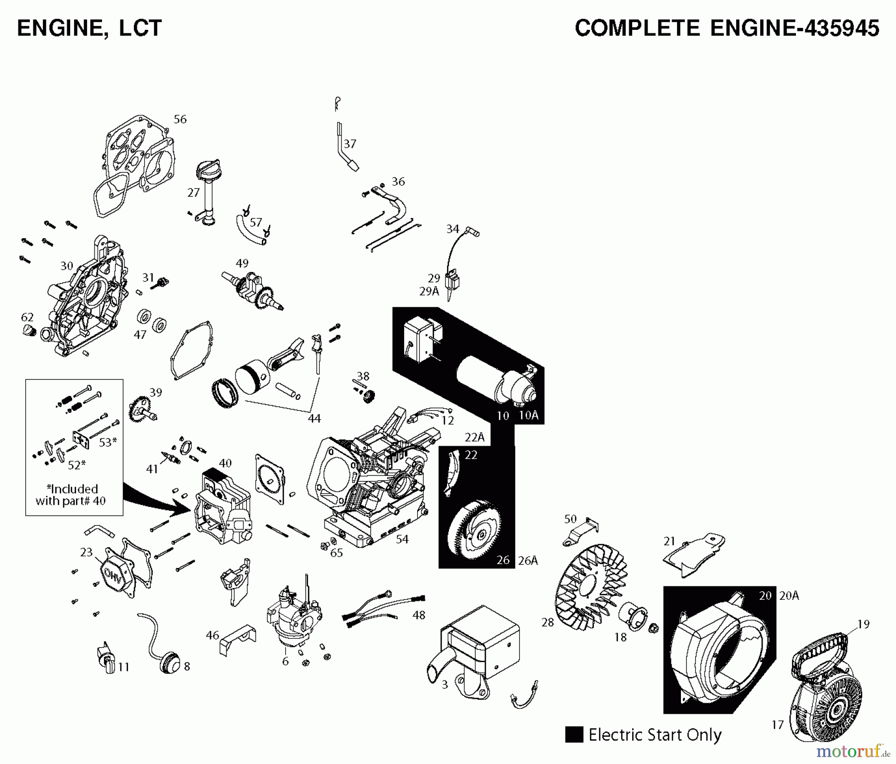 Poulan / Weed Eater Schneefräsen PP521ES (96188000600) - Poulan Pro Snow Thrower (2011-06) ENGINE- 435945