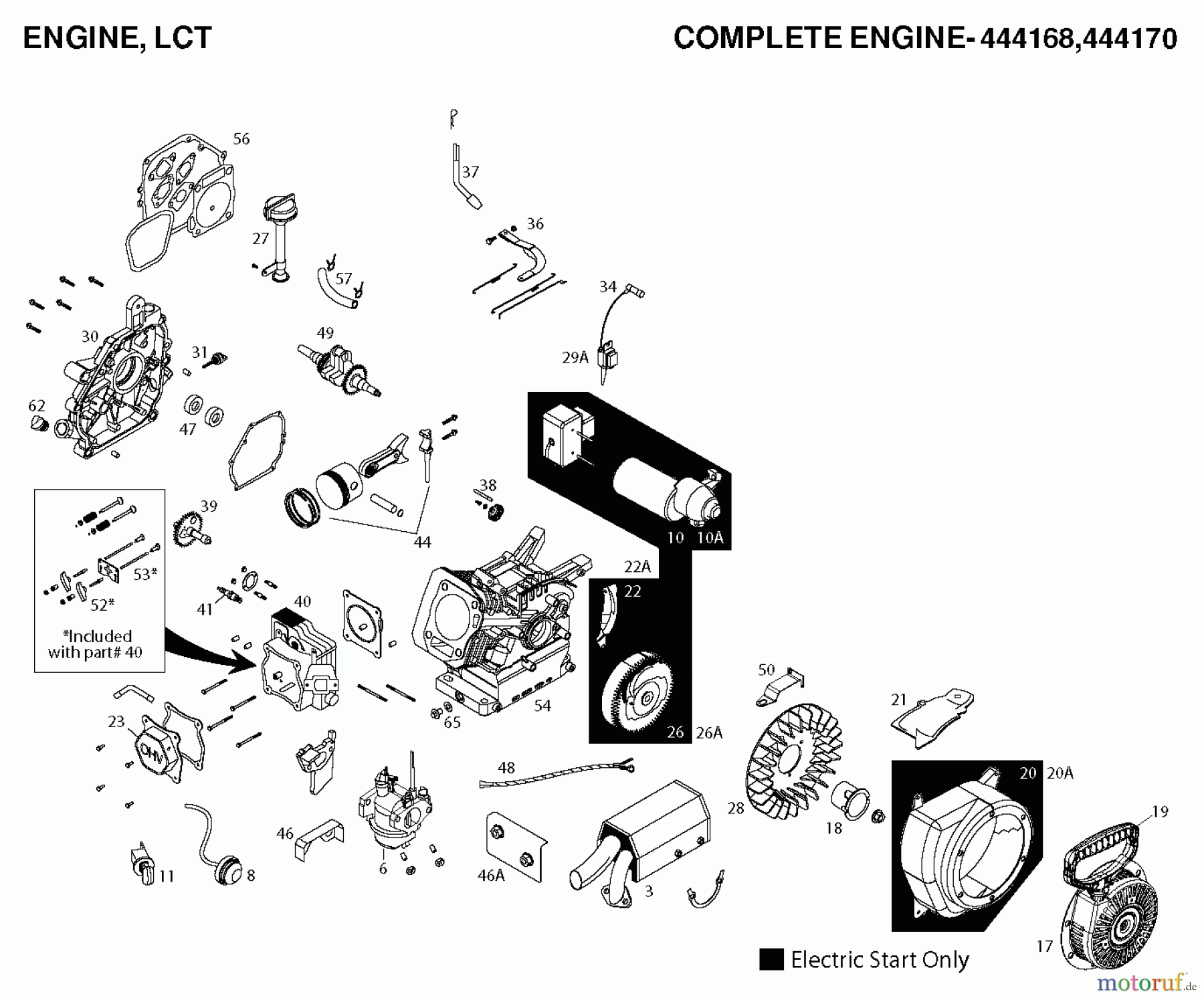 Poulan / Weed Eater Schneefräsen PR621 (96182000301) - Poulan Pro Snow Thrower (2011-06) Engine-444168 444170