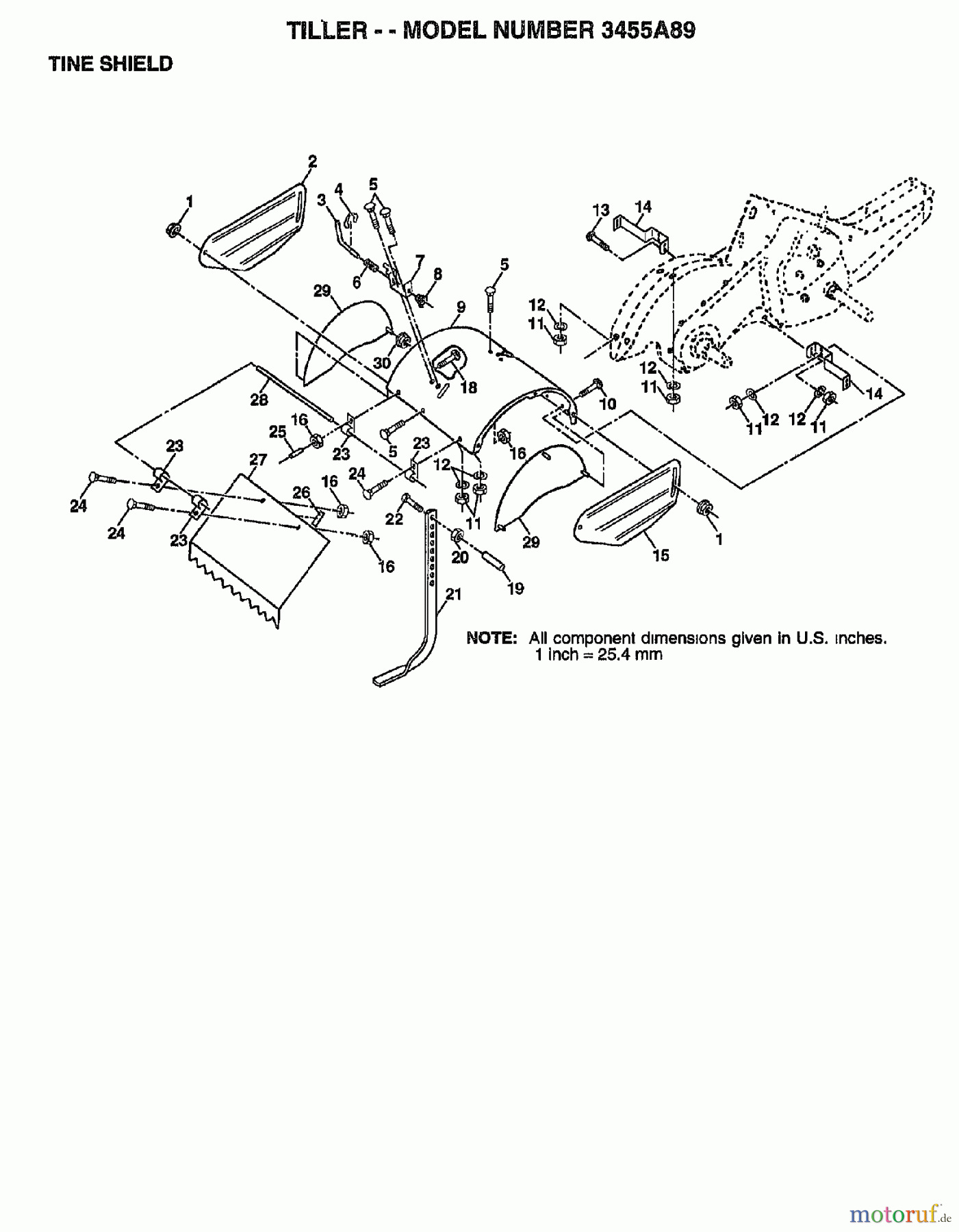  Poulan / Weed Eater Motorhacken / Kultivierer 3455A89 - Poulan / Western Auto Tiller (2007-01) TINE SHIELD