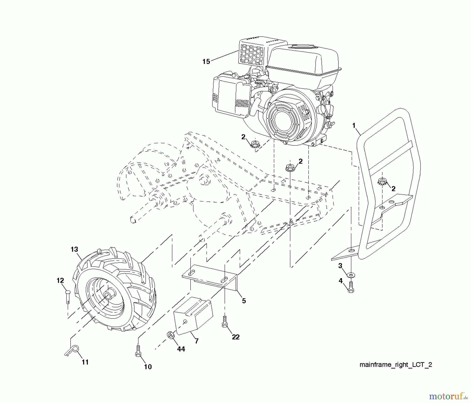 Poulan / Weed Eater Motorhacken / Kultivierer DRT900 (96092002800) - Poulan Pro Rear-Tine Tiller (2012-02) MAINFRAME RIGHT SIDE