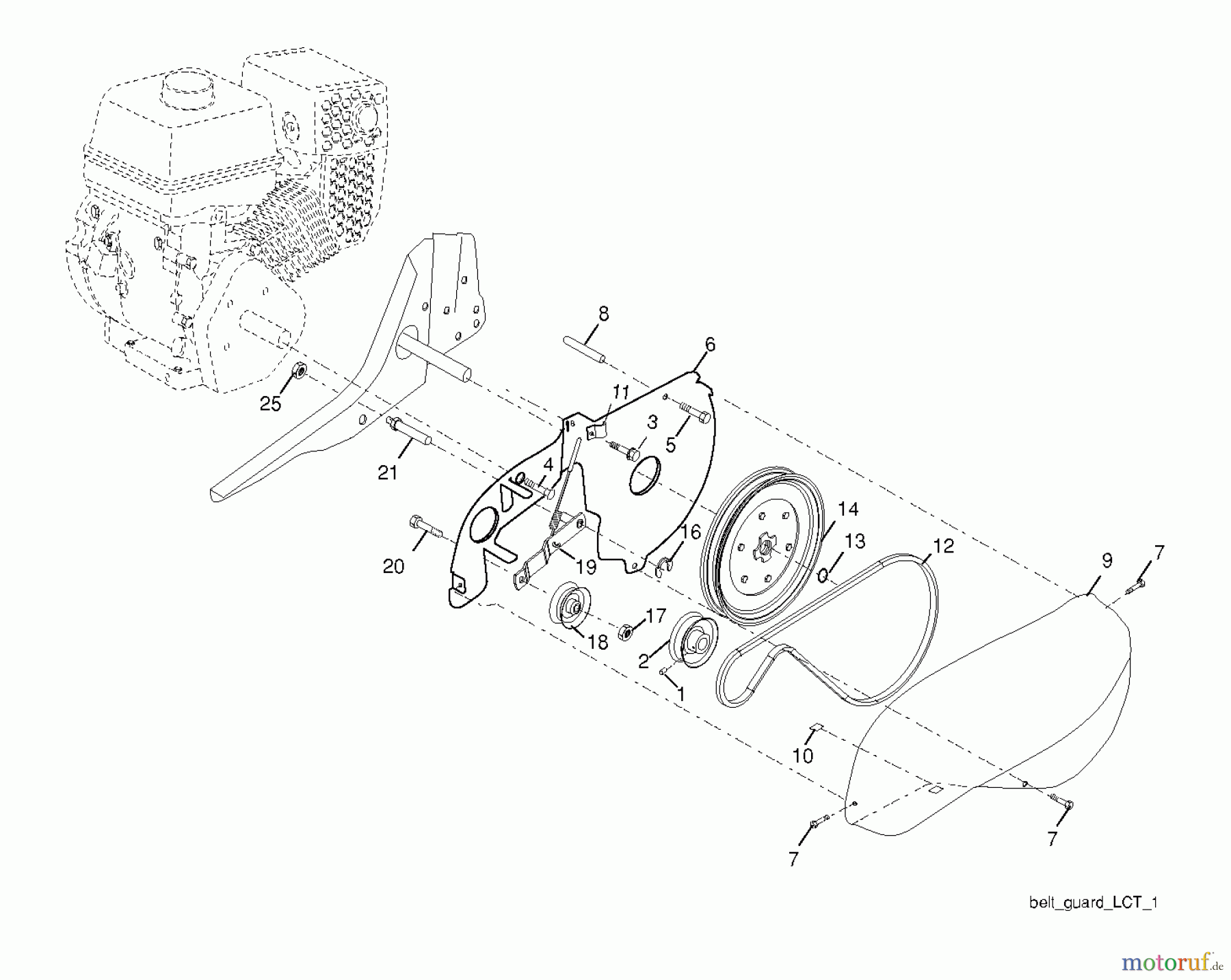  Poulan / Weed Eater Motorhacken / Kultivierer FT900L (96082002400) - Poulan Pro Front-Tine Tiller (2011-02) BELT GUARD PULLEY