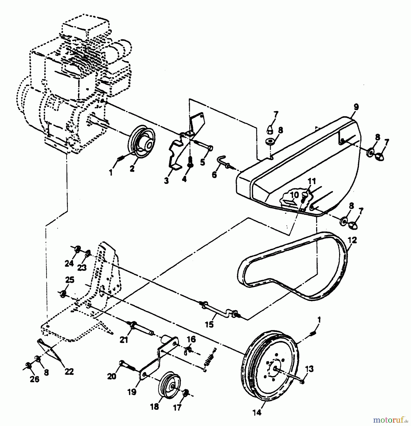 Poulan / Weed Eater Motorhacken / Kultivierer PPFT3C - Poulan Pro Front-Tine Tiller BELT GUARD AND PULLEY ASSEMBLY