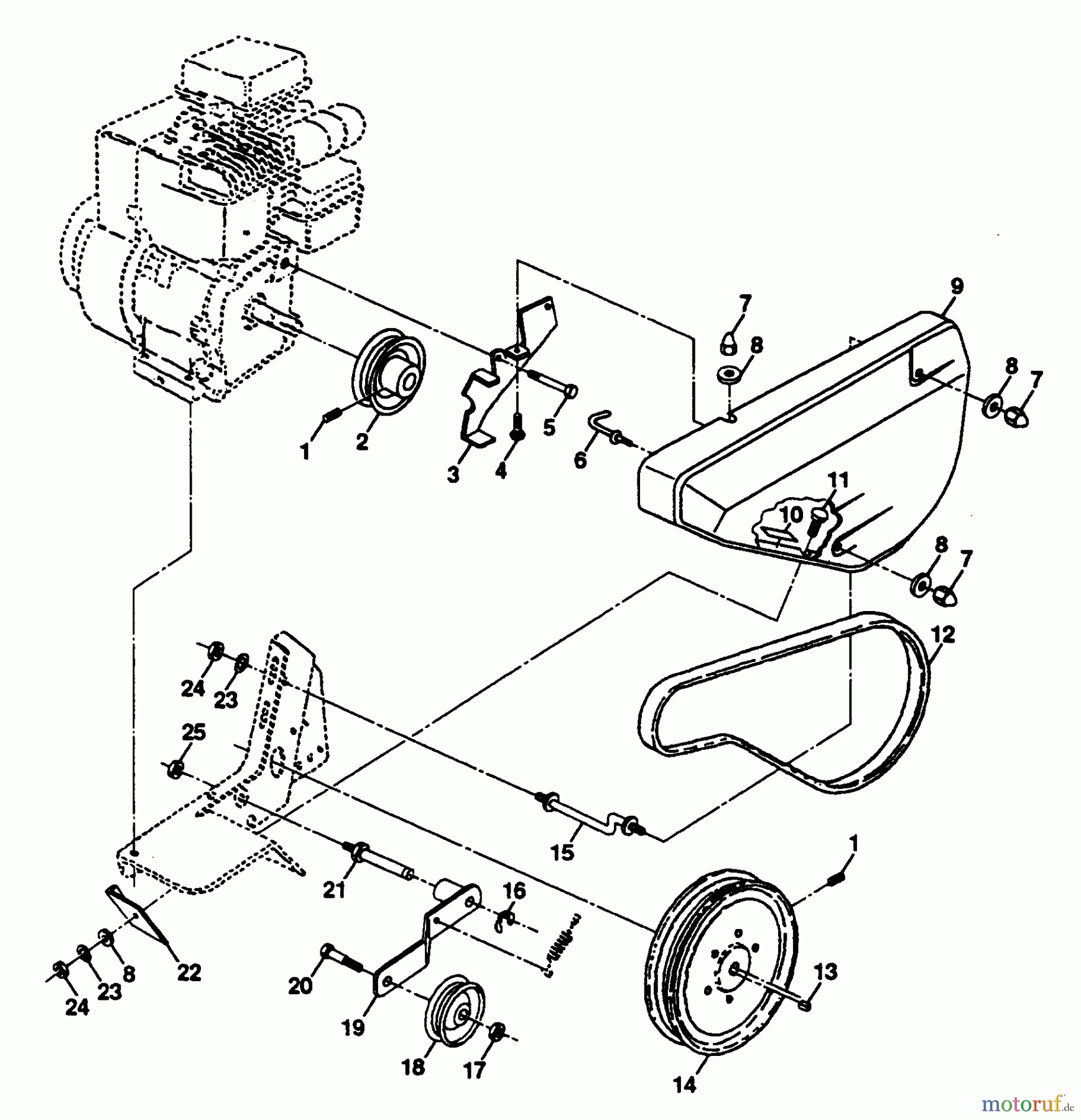 Poulan / Weed Eater Motorhacken / Kultivierer PPFT3K - Poulan Pro Front-Tine Tiller BELT GUARD AND PULLEY ASSEMBLY