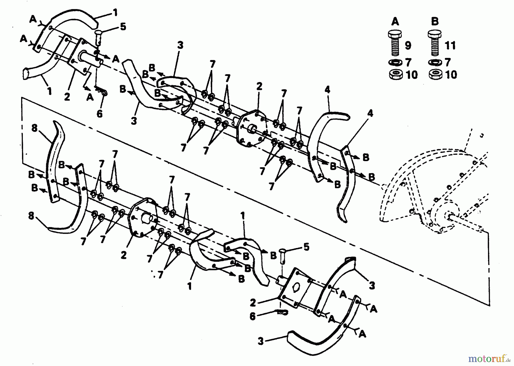 Poulan / Weed Eater Motorhacken / Kultivierer PPRT8J - Poulan Pro Rear-Tine Tiller TINE ASSEMBLY