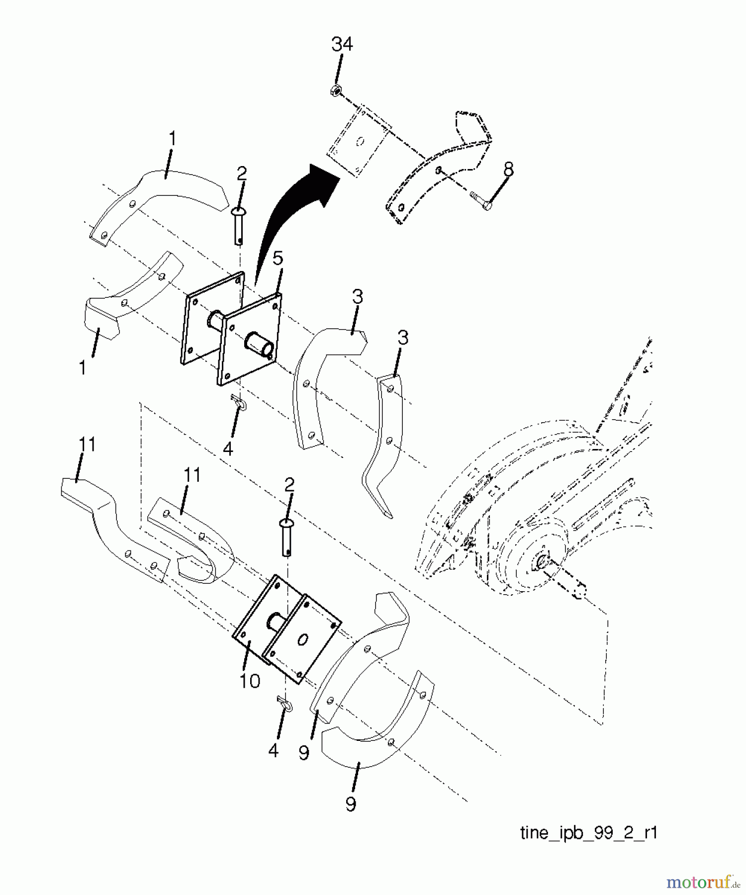Poulan / Weed Eater Motorhacken / Kultivierer RT900 (96092002901) - Poulan Pro Rear-Tine Tiller (2013-04) TINE ASSEMBLY