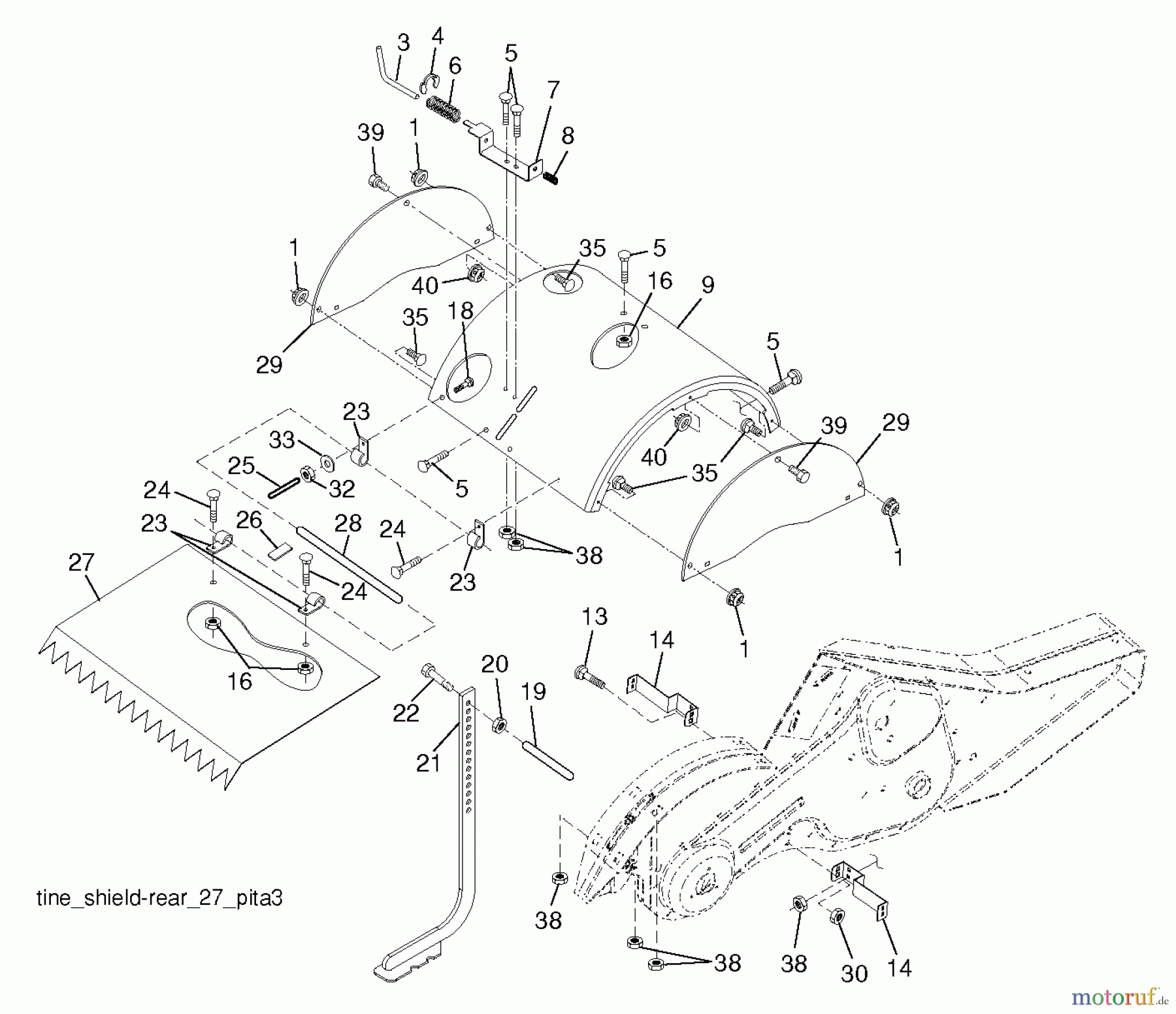 Poulan / Weed Eater Motorhacken / Kultivierer RT900 (96092002901) - Poulan Pro Rear-Tine Tiller (2013-04) TINE SHIELD