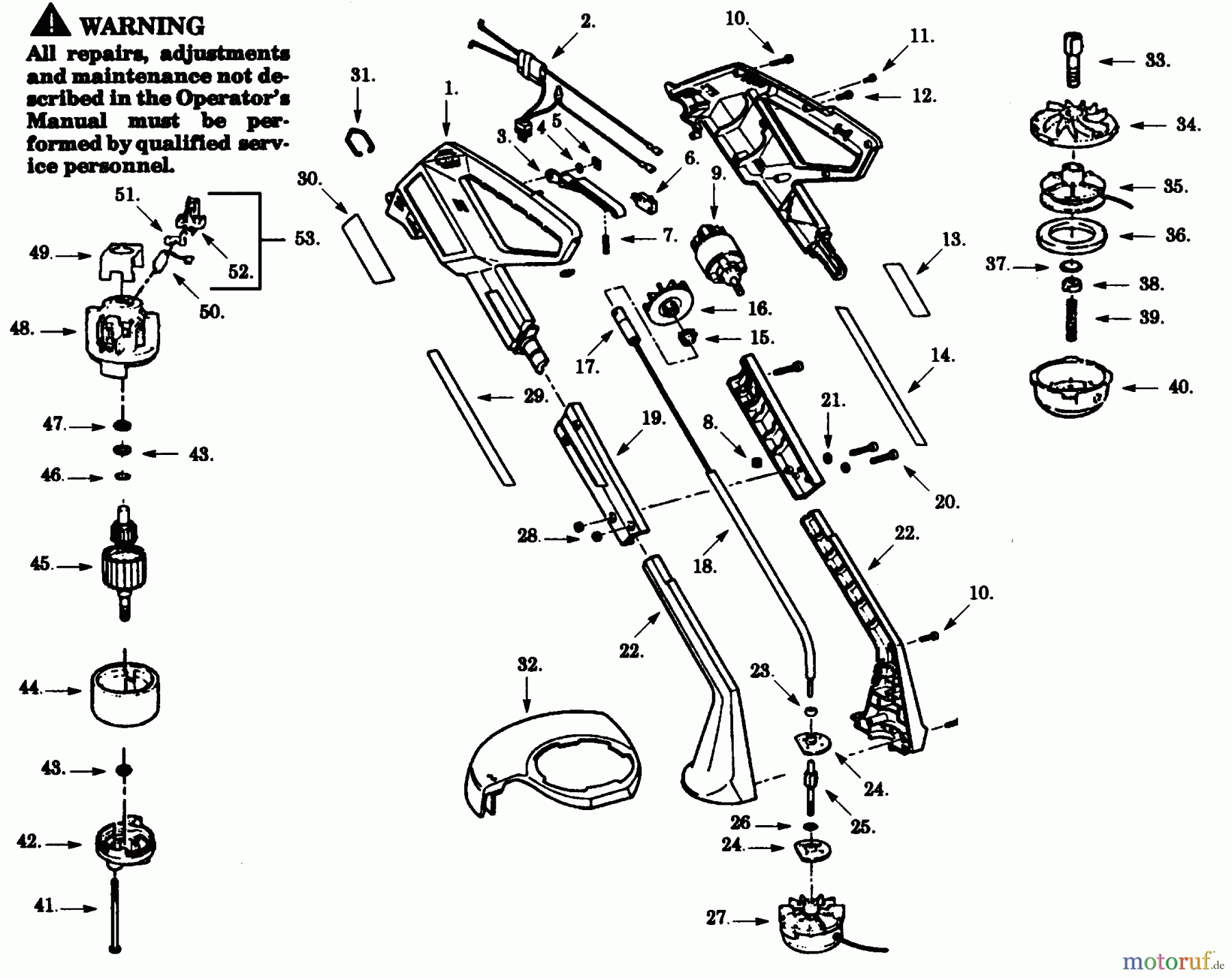 Poulan / Weed Eater Motorsensen, Trimmer 1000 - Weed Eater Electric Trimmer TRIMMER/BRUSHCUTTER ASSEMBLY