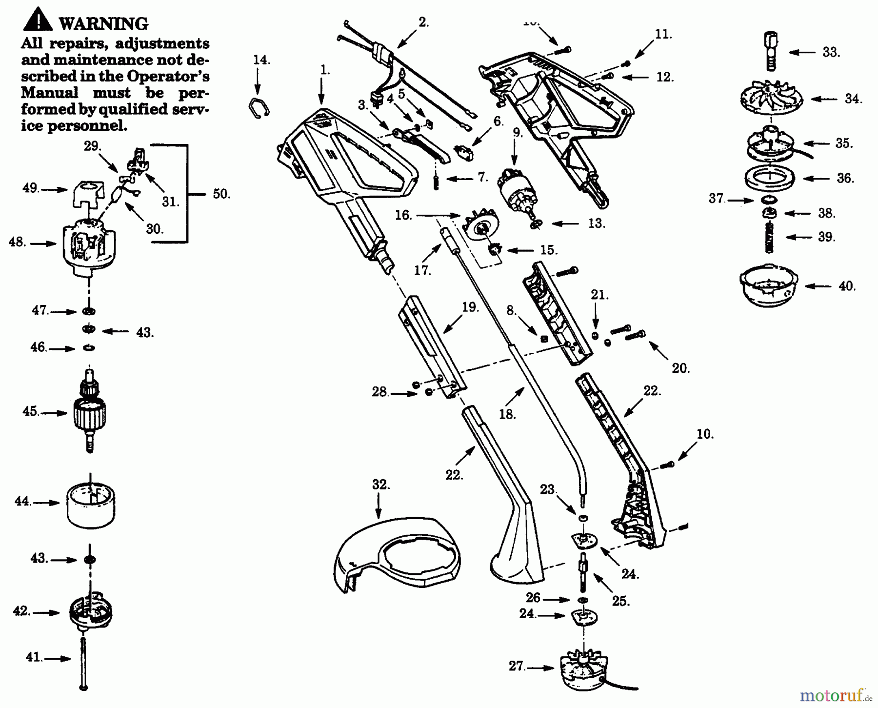 Poulan / Weed Eater Motorsensen, Trimmer 1000C - Paramount Electric Trimmer TRIMMER ASSEMBLY