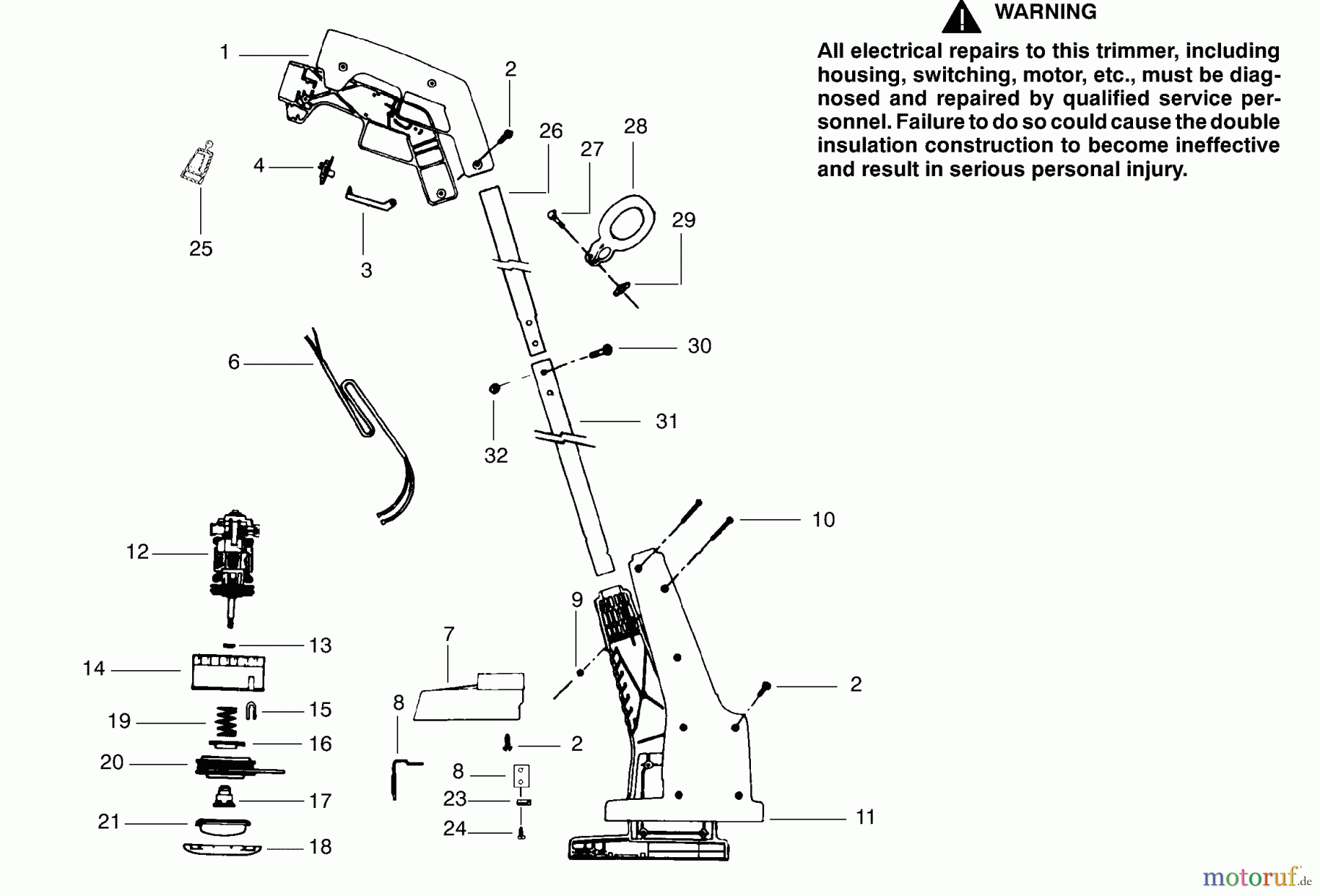 Poulan / Weed Eater Motorsensen, Trimmer 1210 - Weed Eater Electric Trimmer Trimmer Assembly