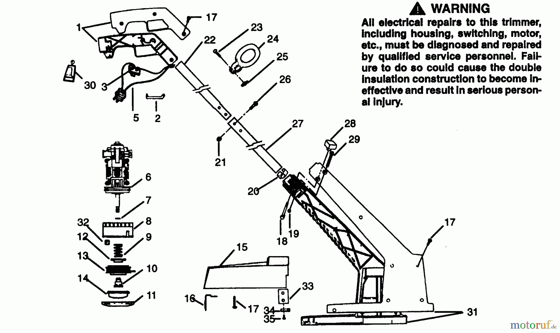 Poulan / Weed Eater Motorsensen, Trimmer 1214 - Weed Eater Electric Trimmer TRIMMER ASSEMBLY