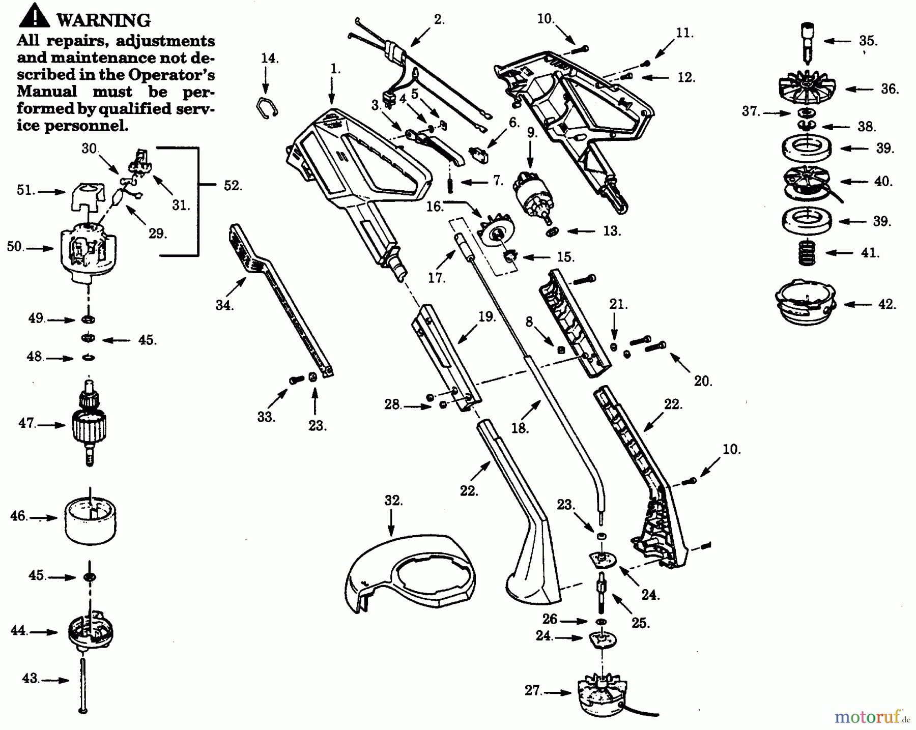 Poulan / Weed Eater Motorsensen, Trimmer 1400C - Paramount Electric Trimmer TRIMMER ASSEMBLY