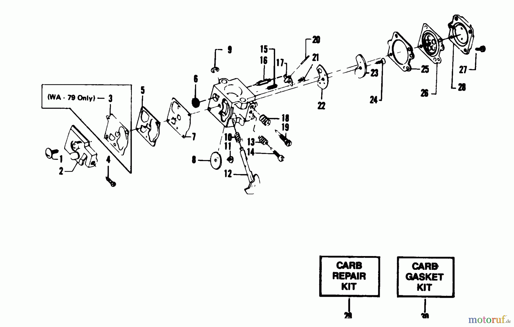  Poulan / Weed Eater Motorsensen, Trimmer 1700 - Weed Eater String Trimmer CARBURETORS WA-79 & 149