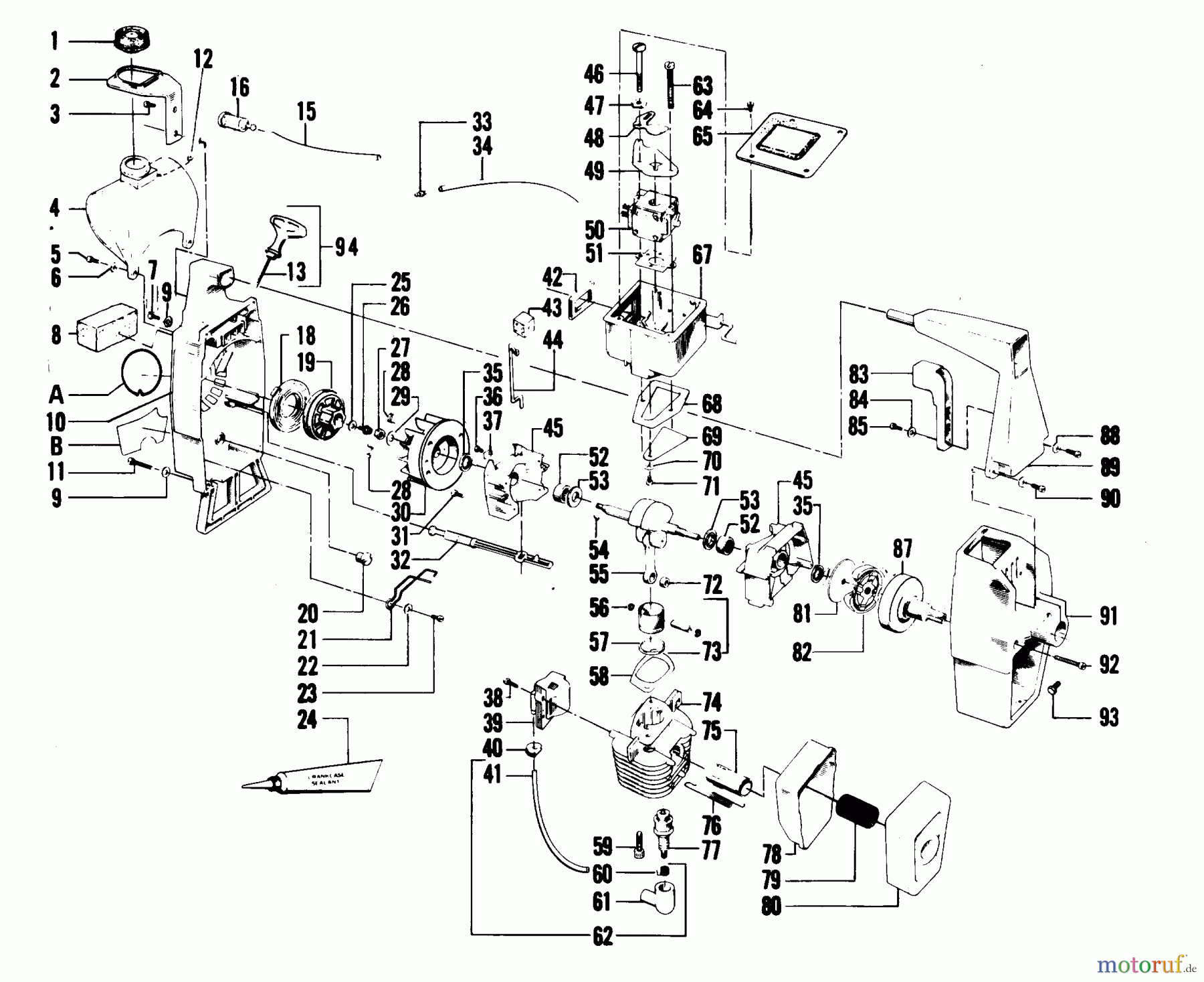 Poulan / Weed Eater Motorsensen, Trimmer 1740 - Weed Eater String Trimmer ENGINE BLOCK, & SHROUD
