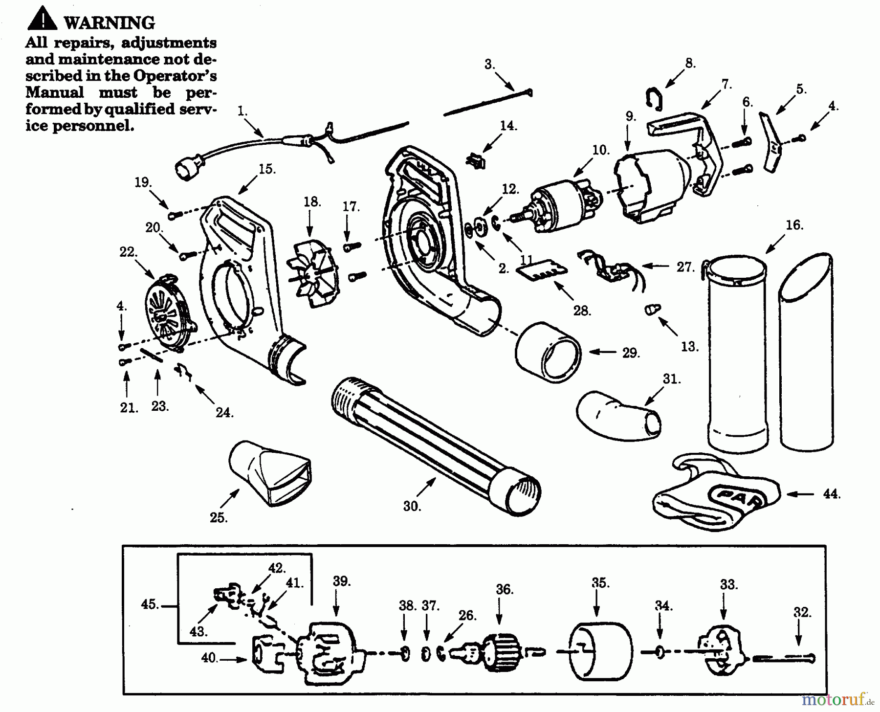 Poulan / Weed Eater Bläser / Sauger / Häcksler / Mulchgeräte PB302C-50 - Paramount Electric Blower BLOWER ASSEMBLY