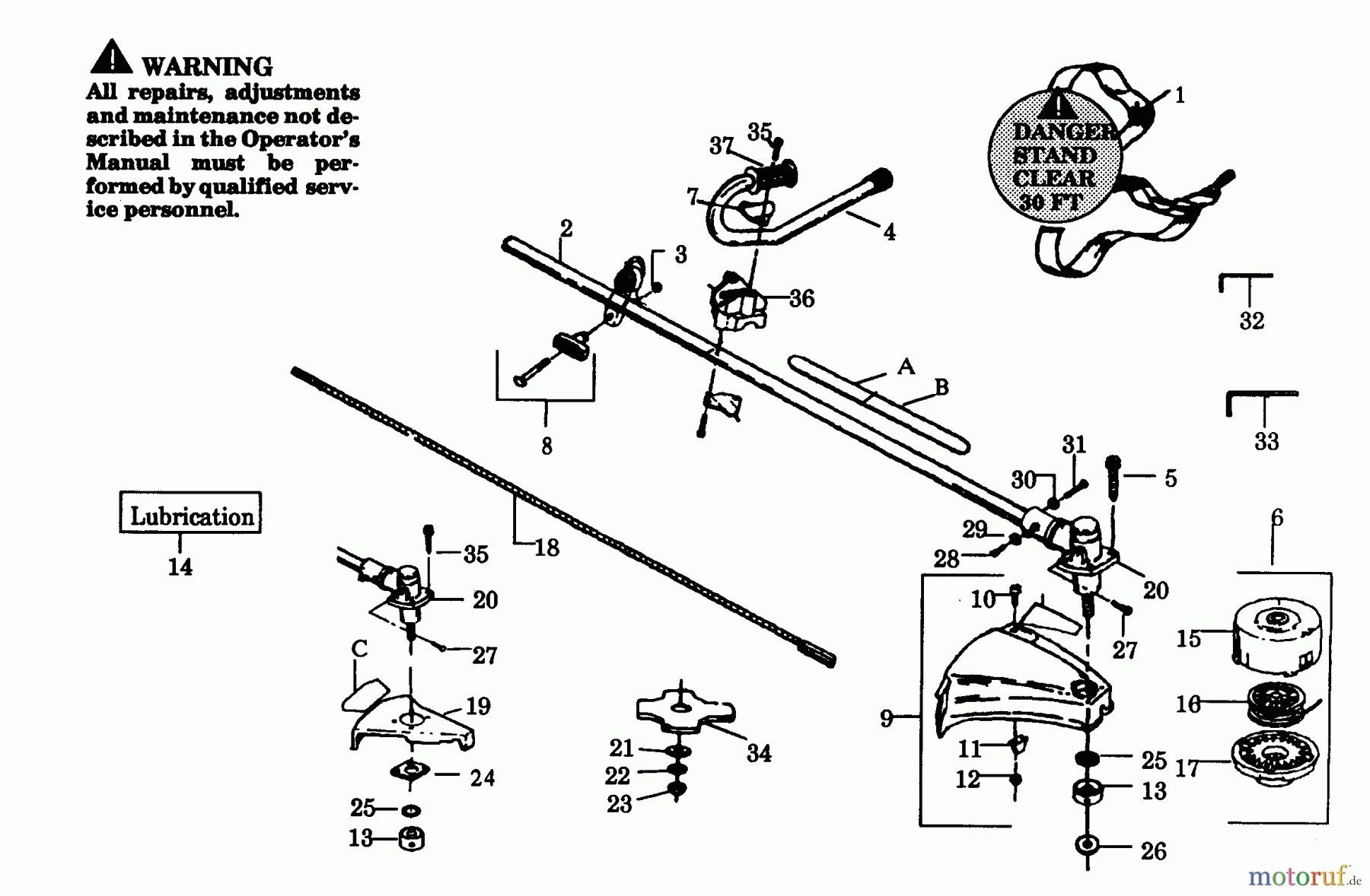  Poulan / Weed Eater Motorsensen, Trimmer 1900 - Weed Eater String Trimmer CUTTING HEAD & DRIVE SHAFT