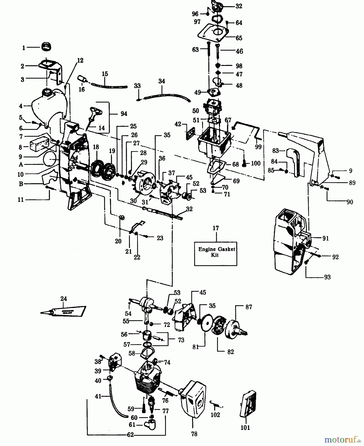 Poulan / Weed Eater Motorsensen, Trimmer 1900 - Weed Eater String Trimmer POWER UNIT
