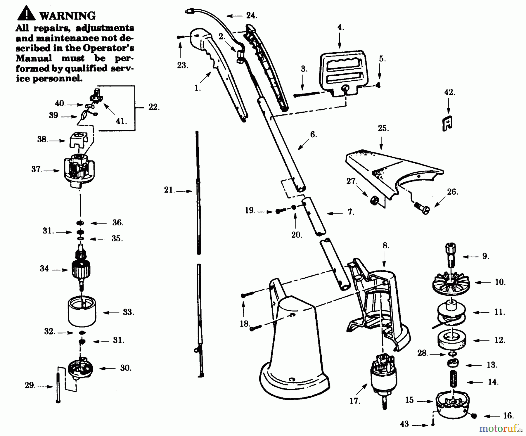 Poulan / Weed Eater Motorsensen, Trimmer 2201 - Paramount Electric Trimmer TRIMMER ASSEMBLY