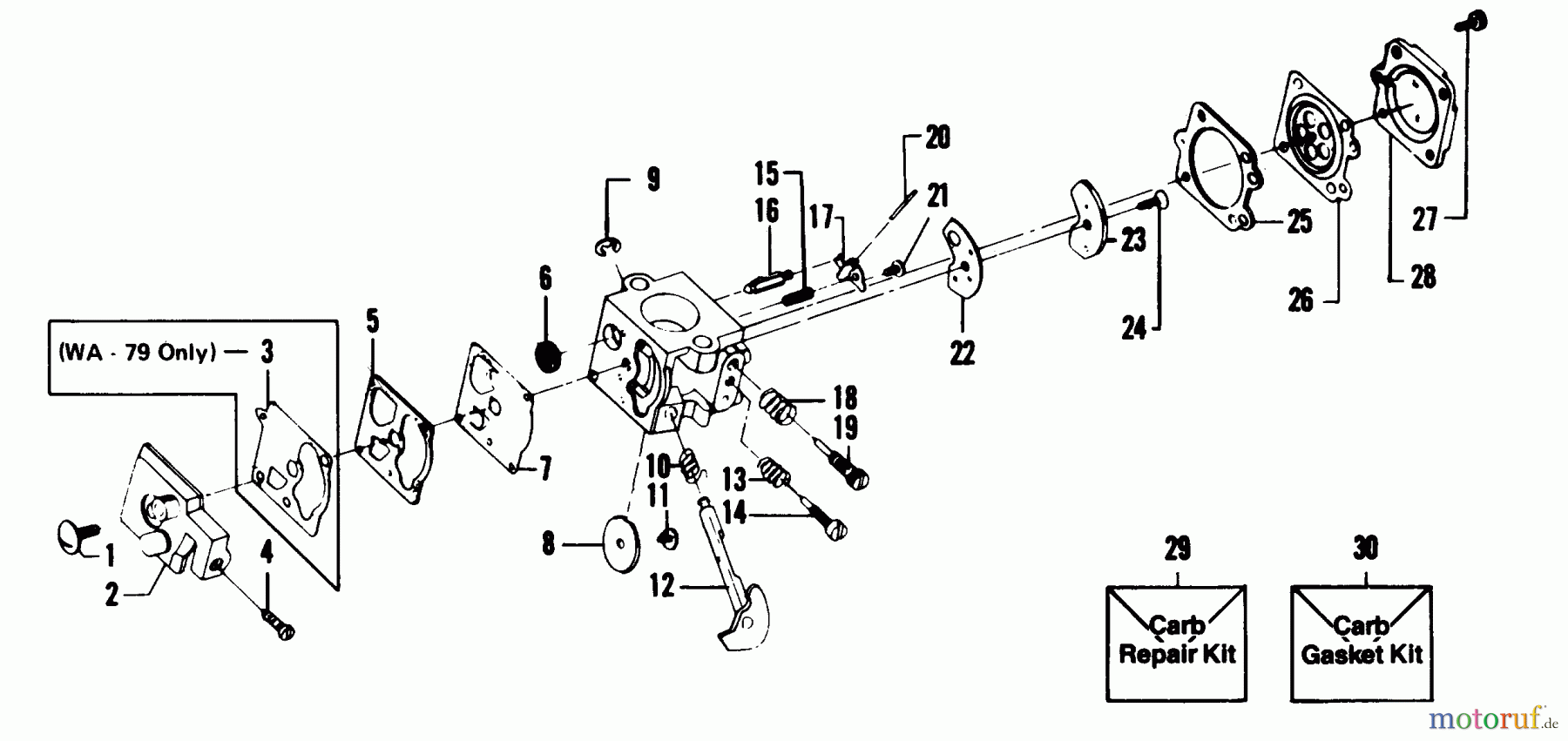  Poulan / Weed Eater Motorsensen, Trimmer 2620 - Weed Eater String Trimmer CARBURETORS WA-149, WA-79 BREAKDOWN