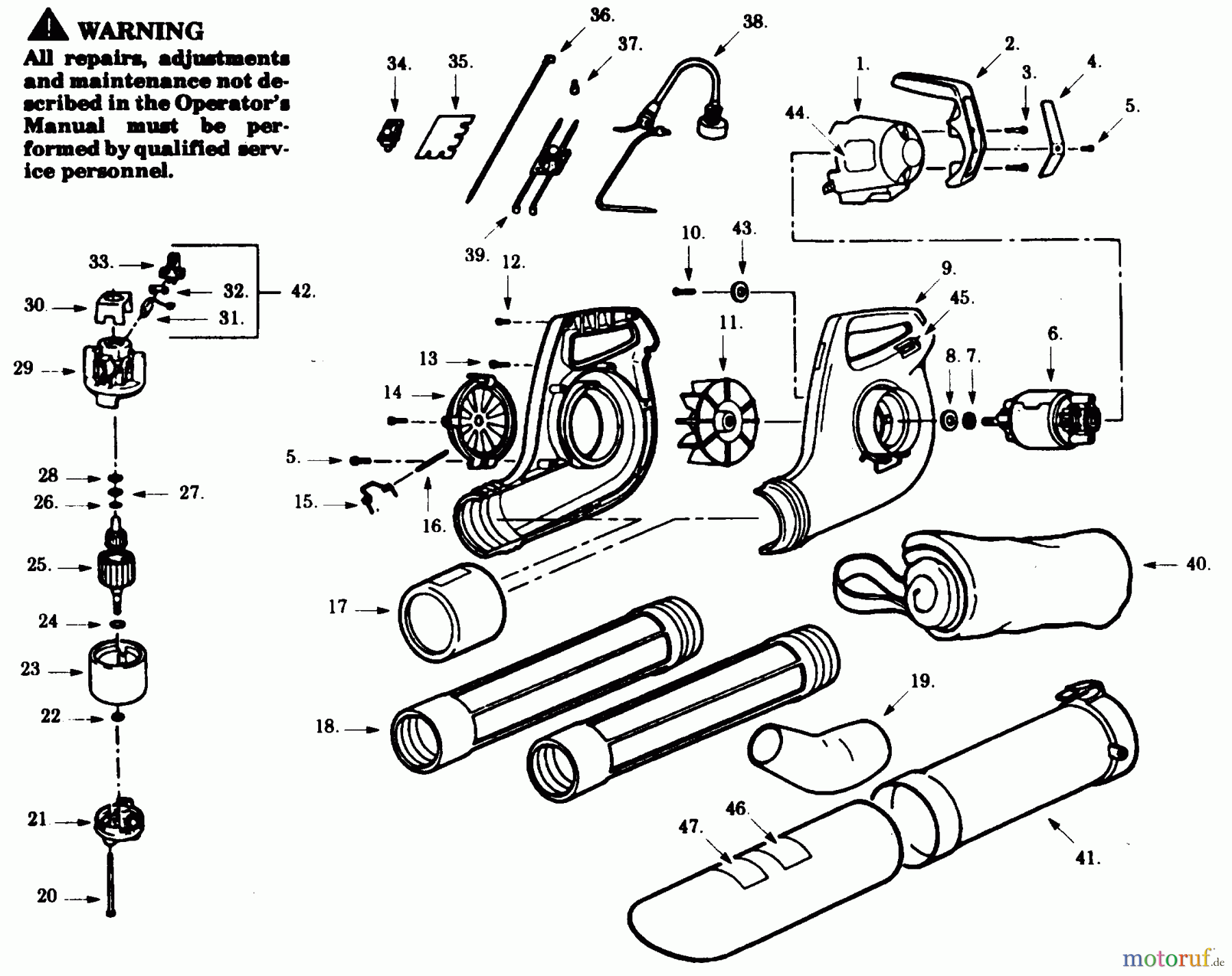 Poulan / Weed Eater Bläser / Sauger / Häcksler / Mulchgeräte PB340 - Paramount Electric Blower BLOWER ASSEMBLY