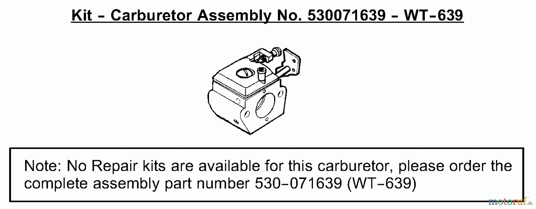 Poulan / Weed Eater Motorsensen, Trimmer BC2400 (Type 3) - Weed Eater String Trimmer Carburetor Assembly (WT639) 530071639