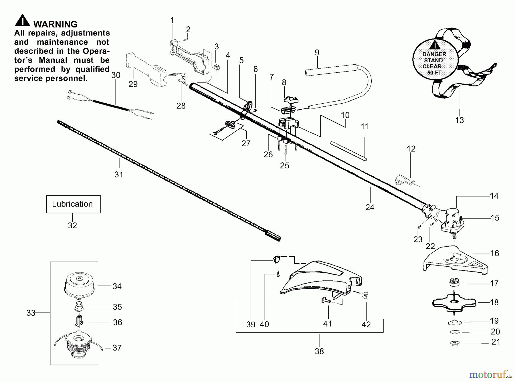 Poulan / Weed Eater Motorsensen, Trimmer BC2400P - Poulan String Trimmer Driveshaft & Cutting Head