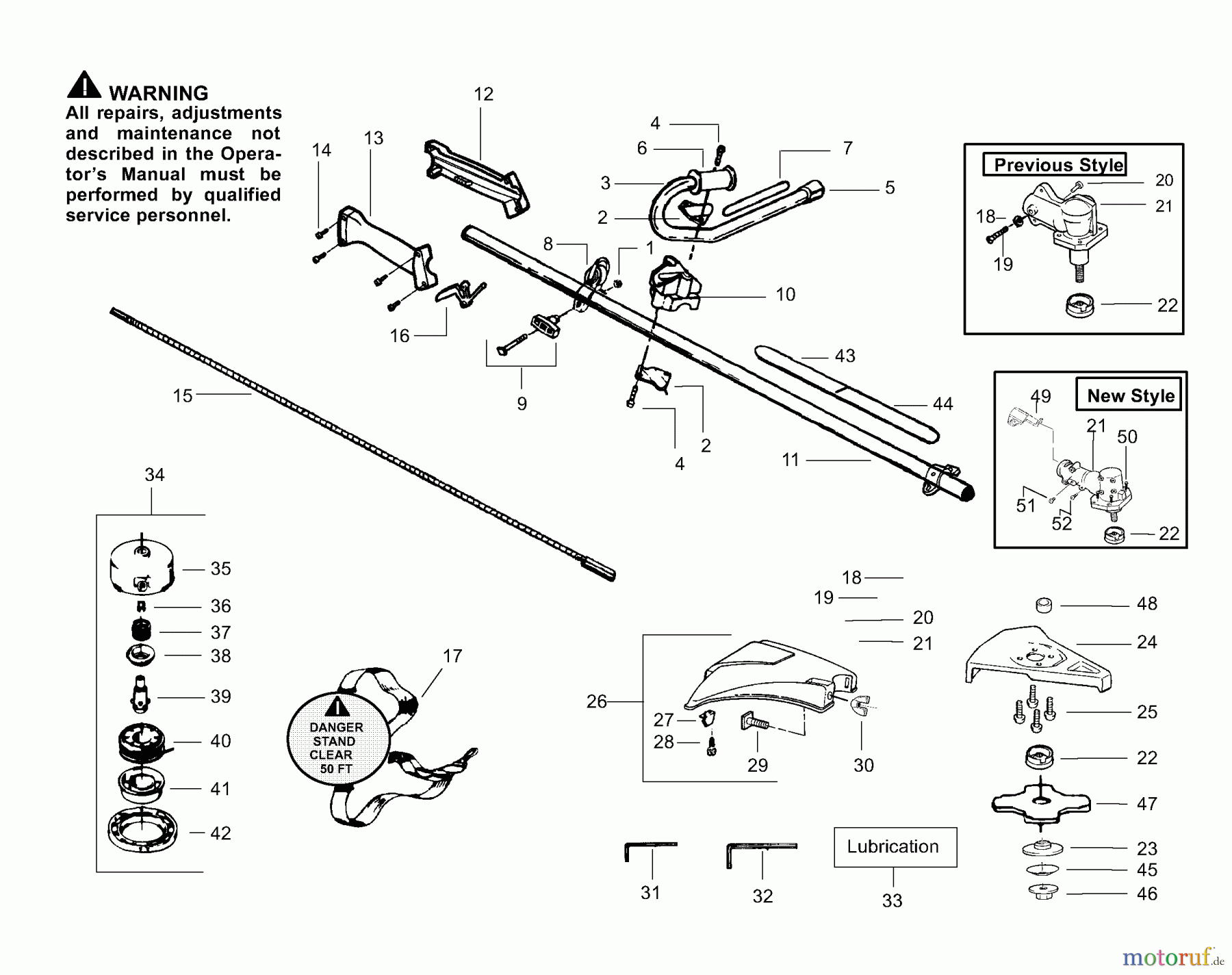 Poulan / Weed Eater Motorsensen, Trimmer BC24W - Weed Eater String Trimmer Handle, Driveshaft & Cutting Head