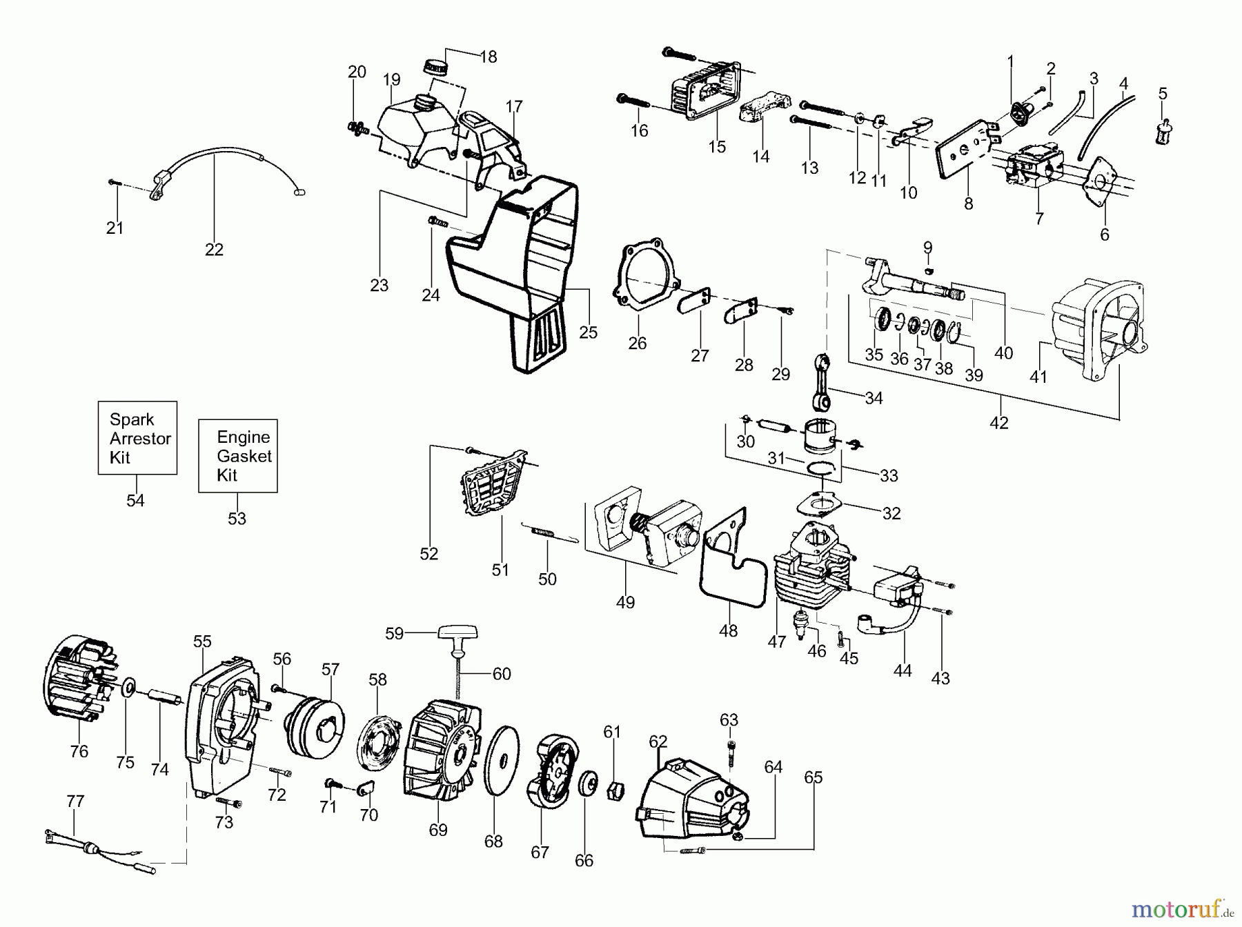 Poulan / Weed Eater Motorsensen, Trimmer BC3100 - Weed Eater String Trimmer Engine Assembly