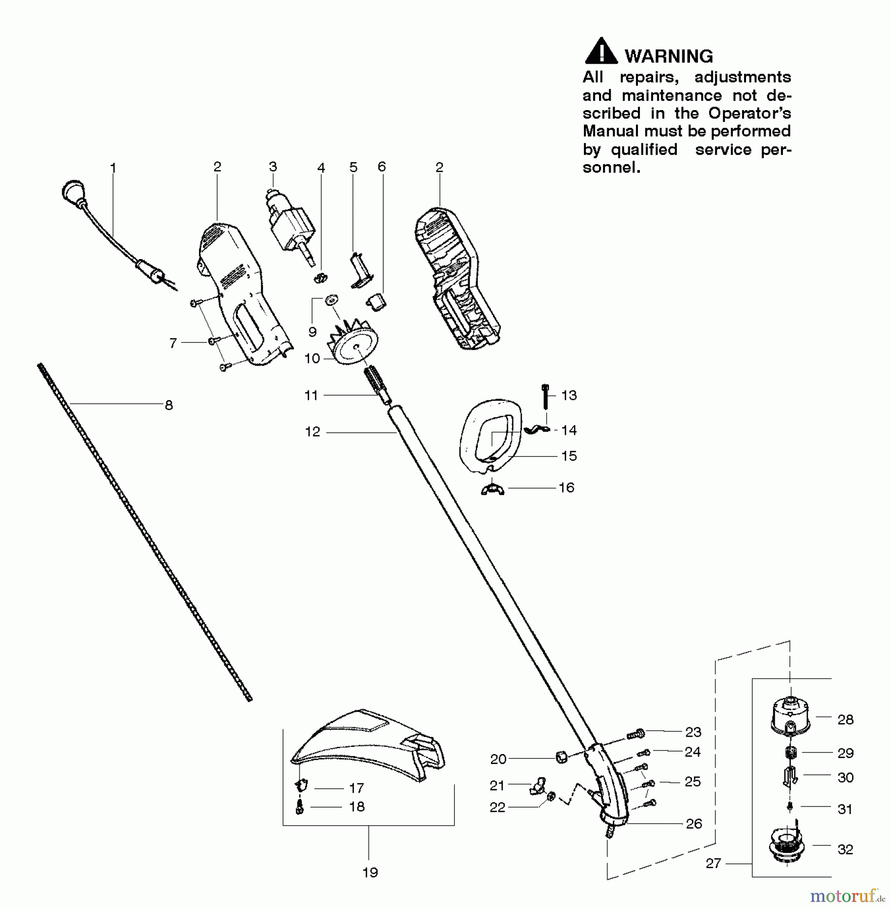 Poulan / Weed Eater Motorsensen, Trimmer ET17 - Poulan Pro Electric Trimmer Electric Trimmer Assembly