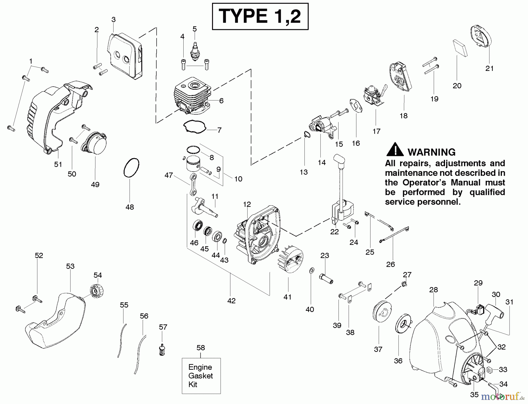 Poulan / Weed Eater Motorsensen, Trimmer FL20 (Type 2) - Weed Eater Featherlite String Trimmer Engine Type 1,2